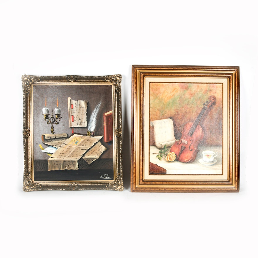 Framed Still Life Oil Paintings by Maria Walsh and Mi Peña