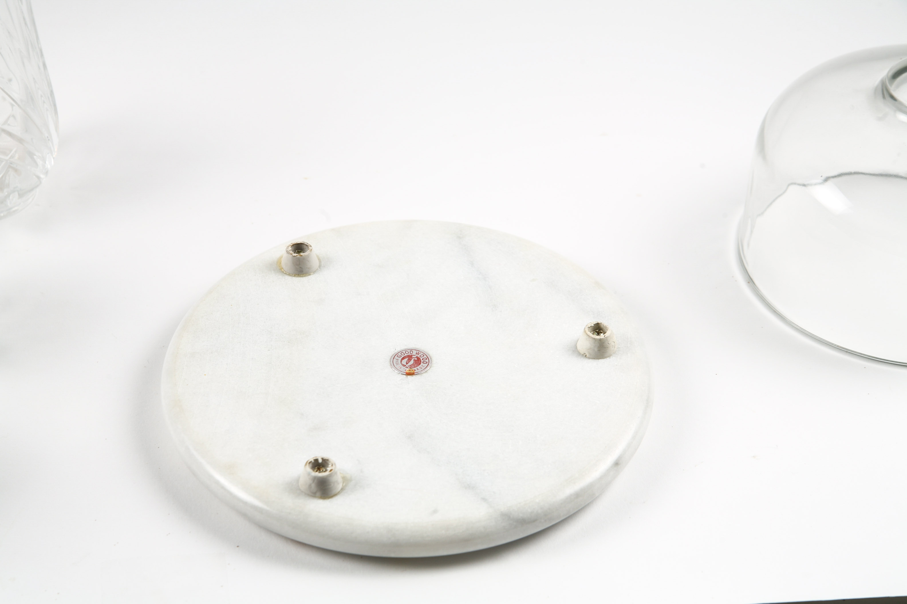 Crystal Water Glasses with Stirs and Marble Domed Cheese Server