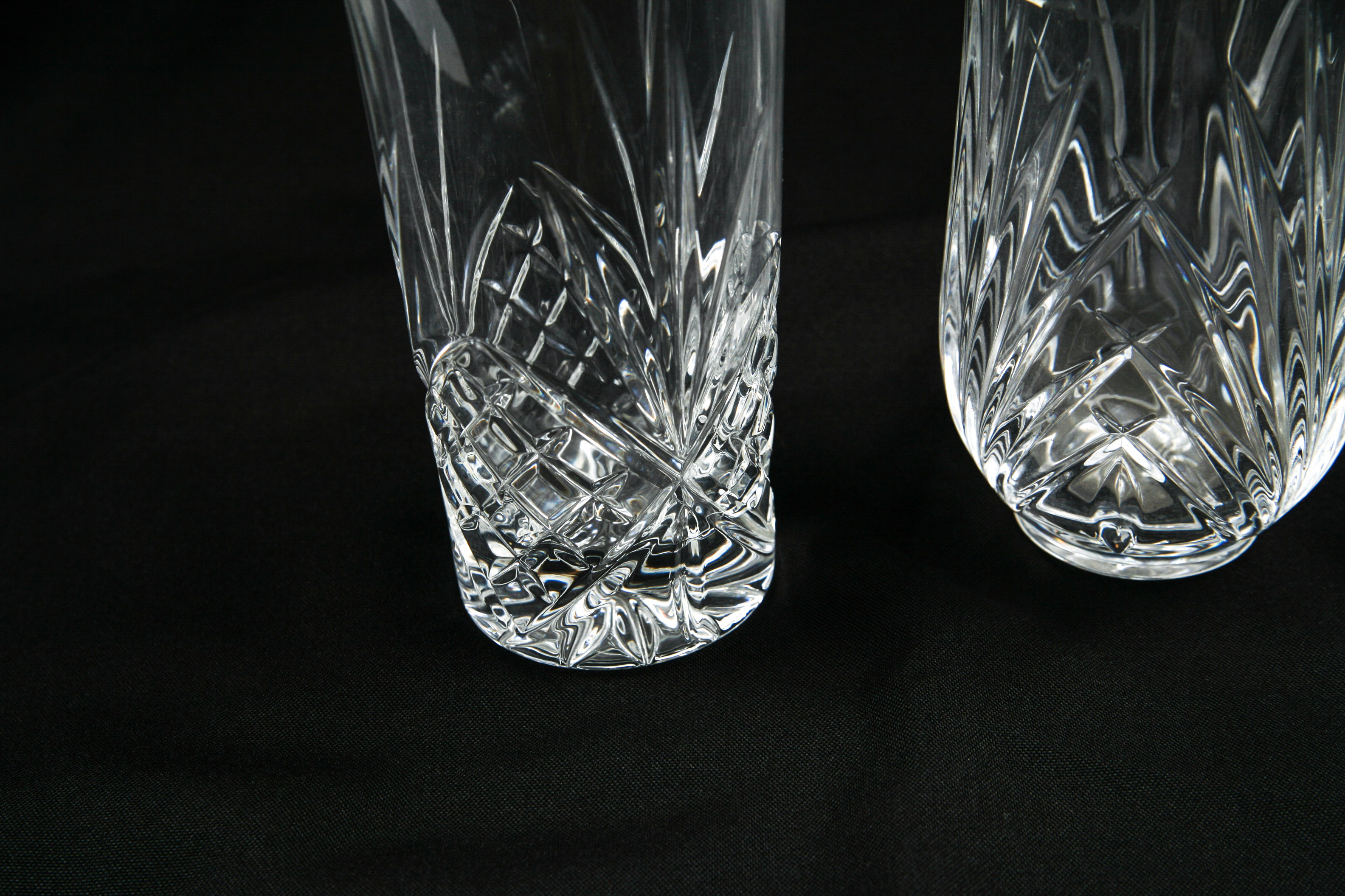 Crystal Water Glasses with Stirs and Marble Domed Cheese Server