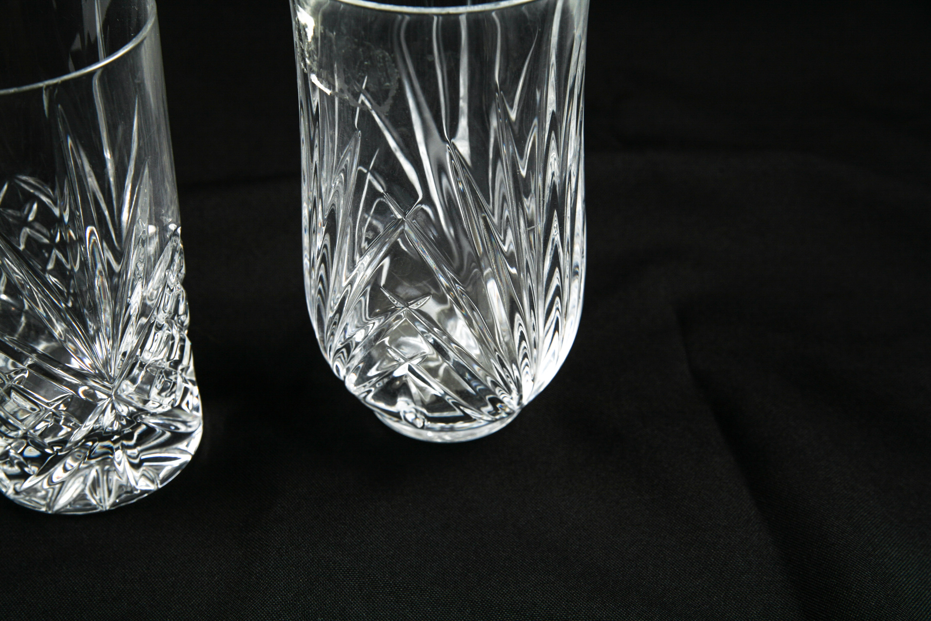 Crystal Water Glasses with Stirs and Marble Domed Cheese Server