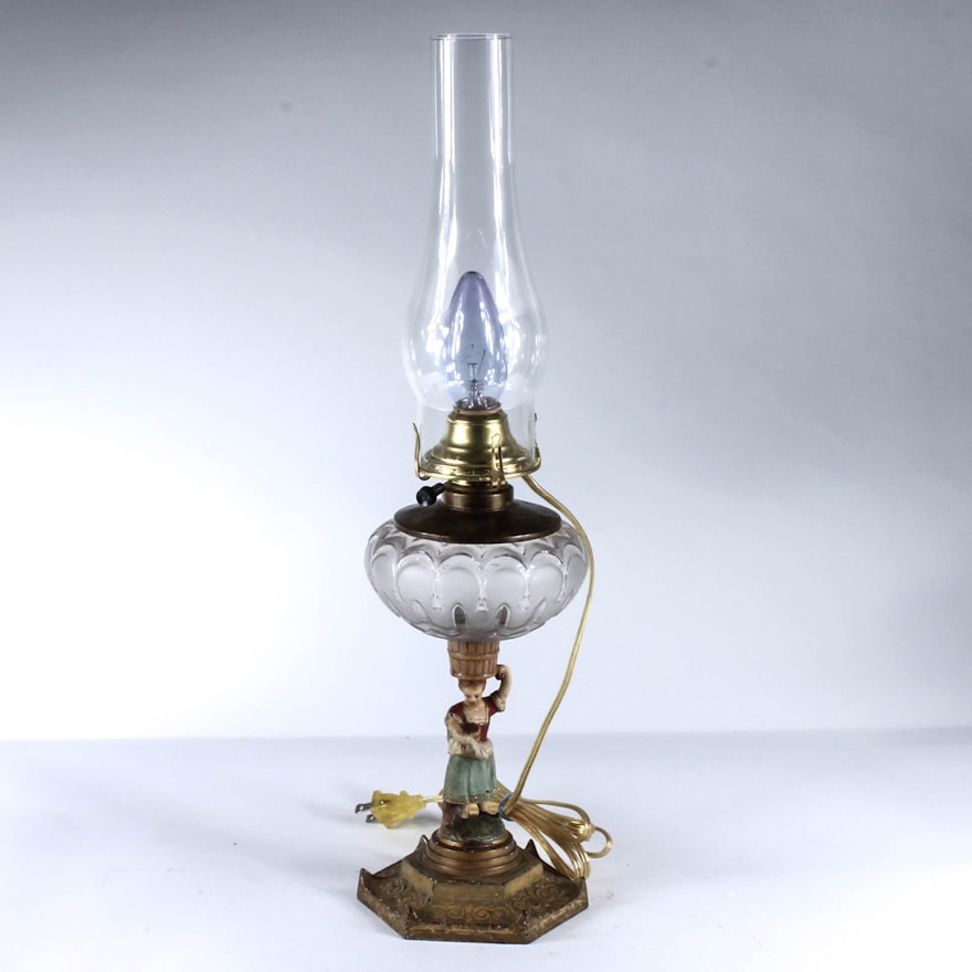 Figural Converted Oil Lamp