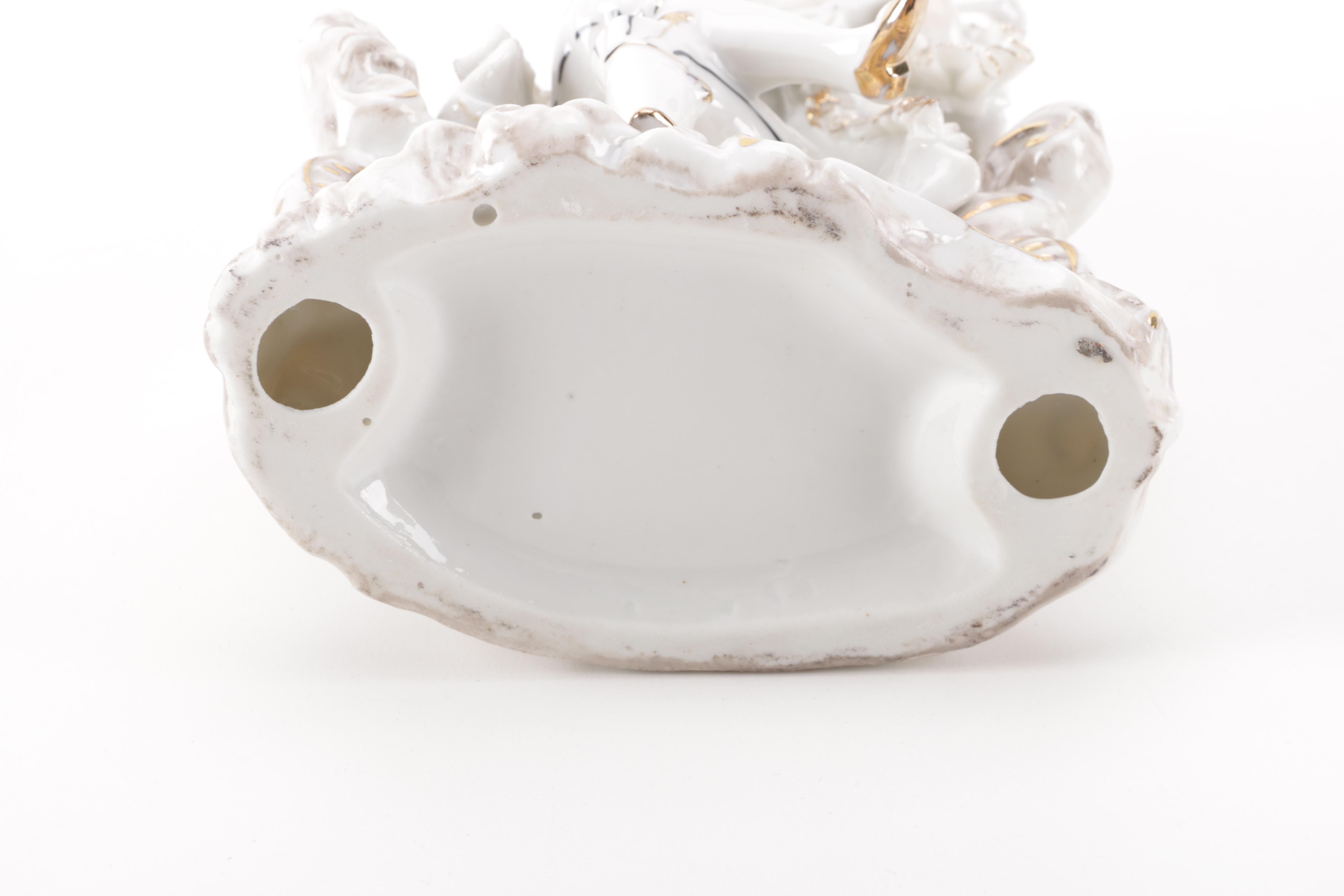 Vintage Porcelain Court Musician and Lady Figurines