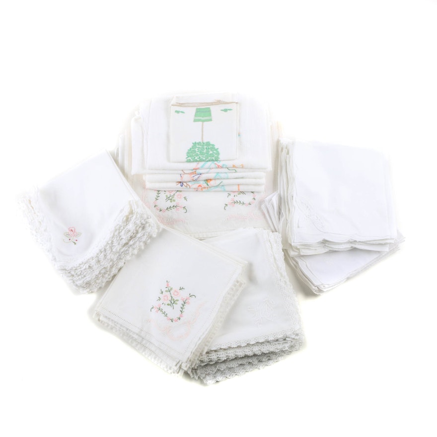 White Embroidered Table Linens