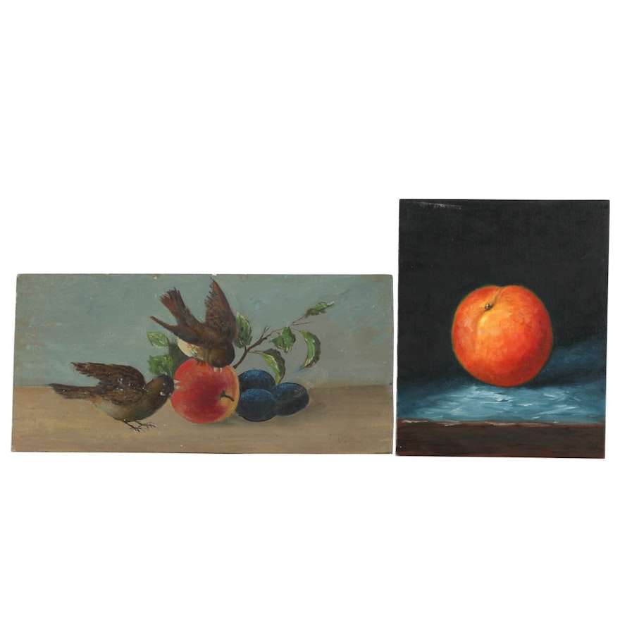 Pair of Oil Paintings on Board Still Lifes