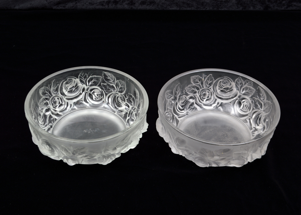Verlys Art Deco Style "Rose" Bowls