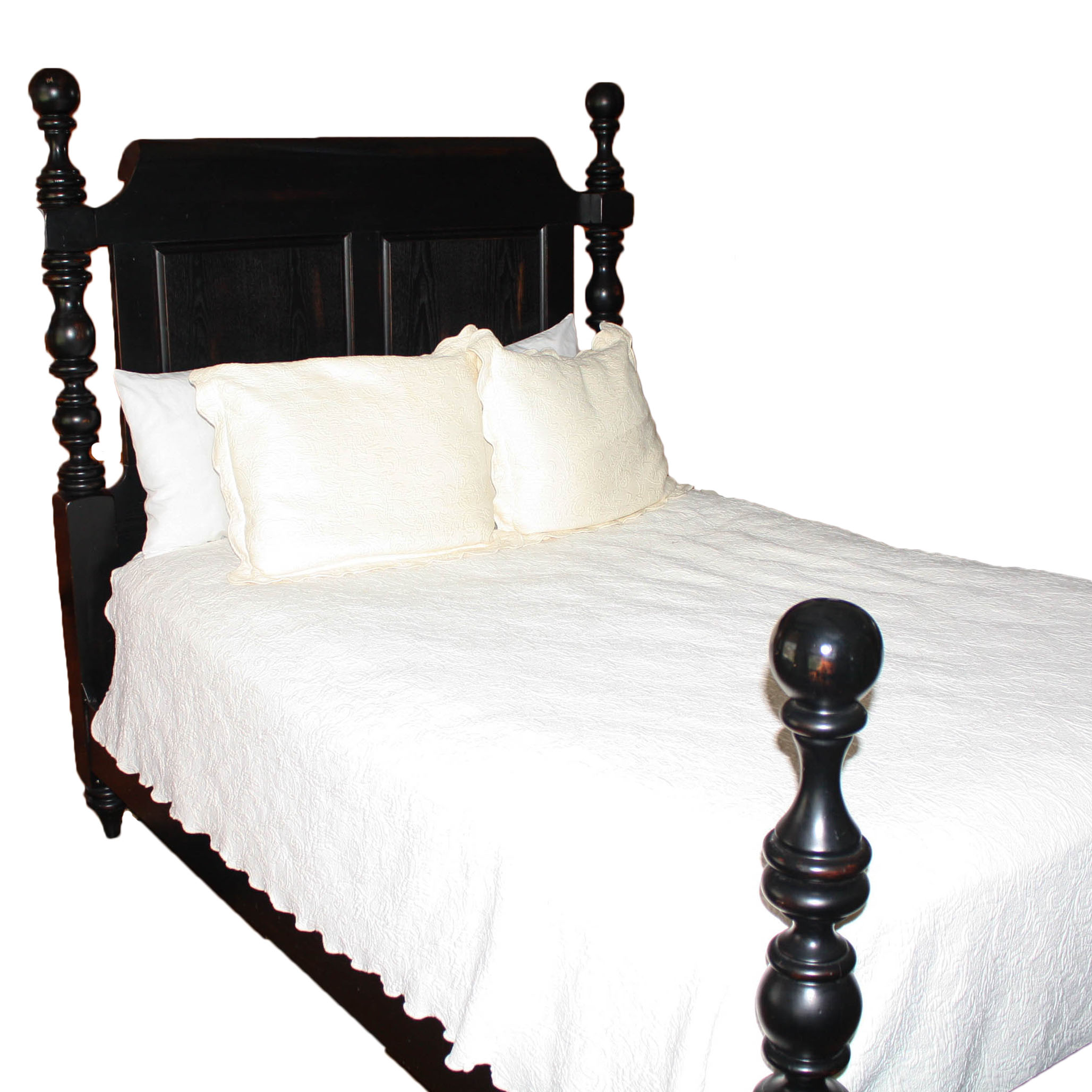 Ebonized Queen Size Cannonball Bed