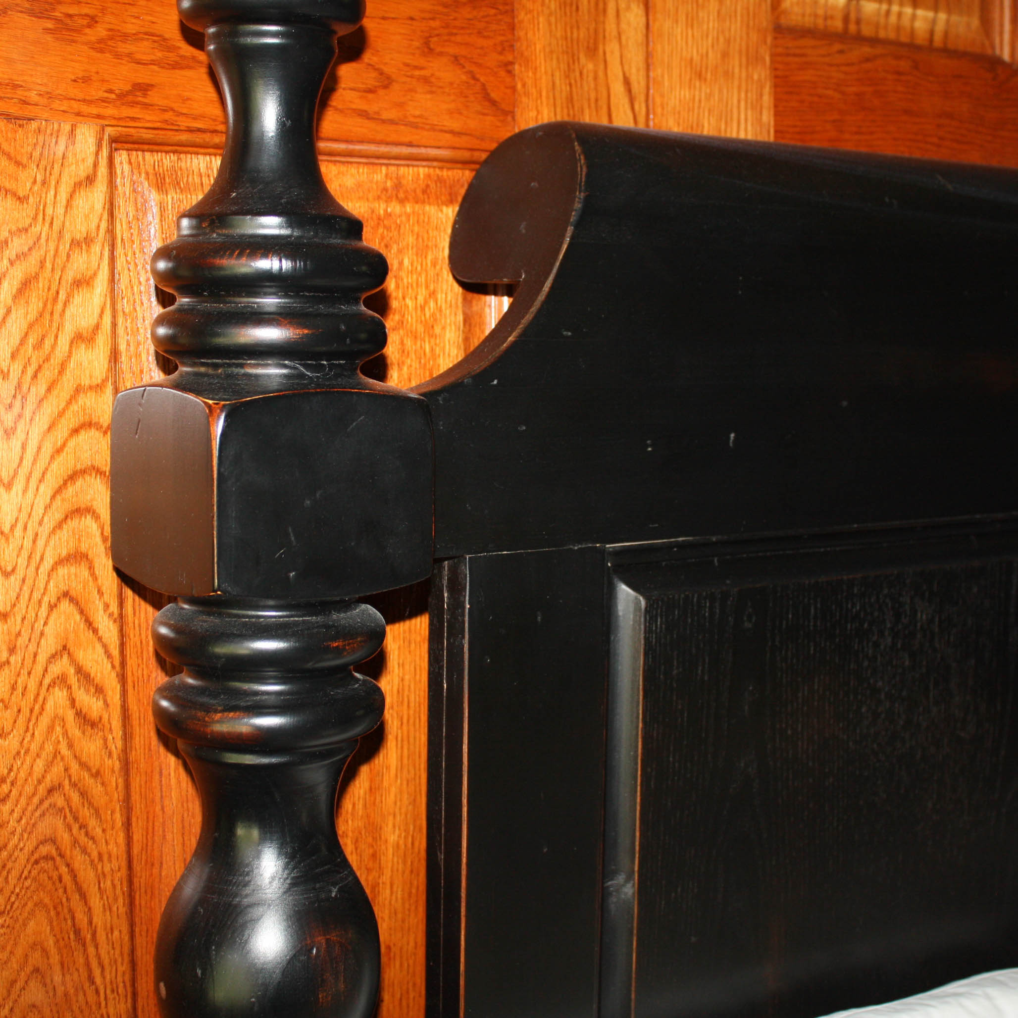 Ebonized Queen Size Cannonball Bed