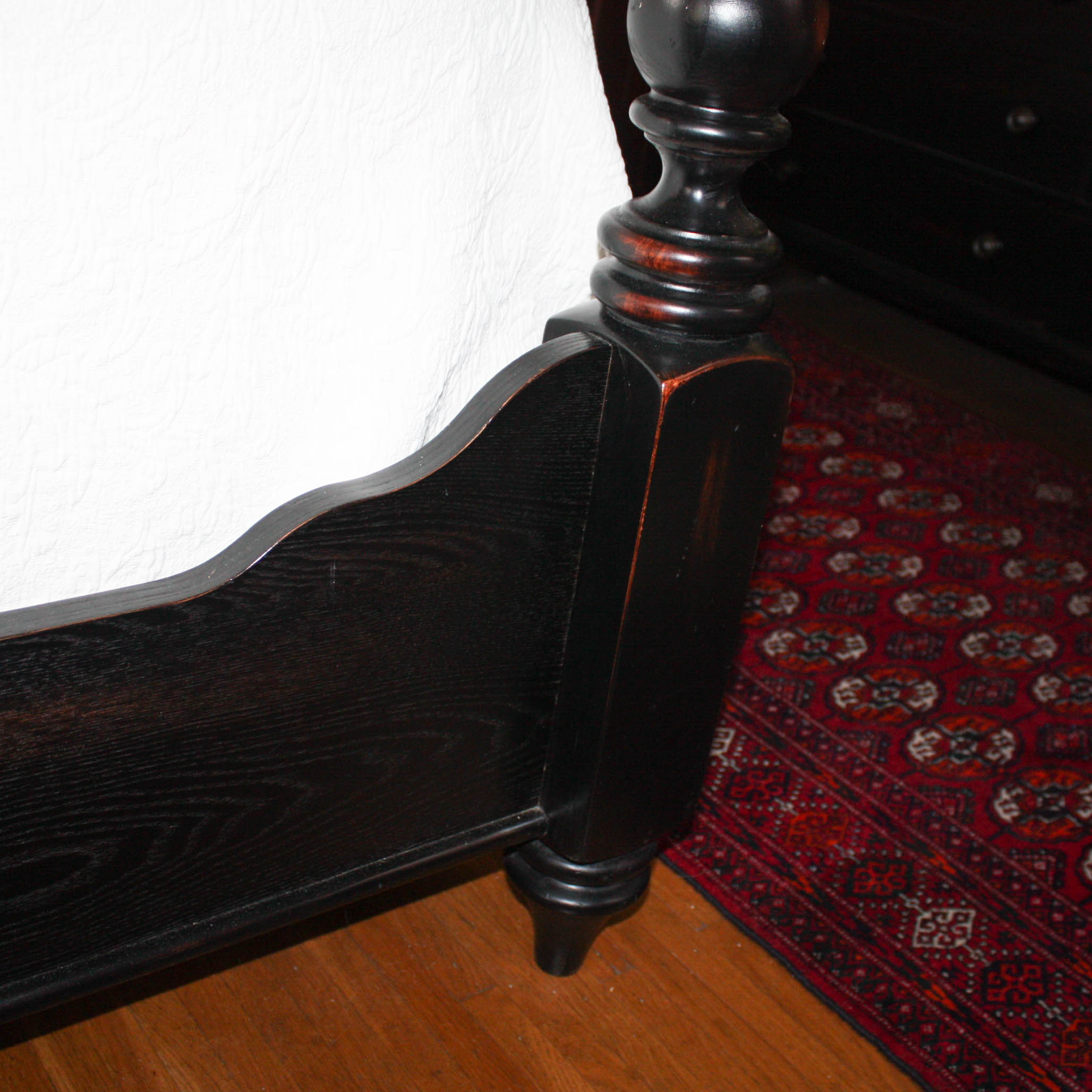 Ebonized Queen Size Cannonball Bed