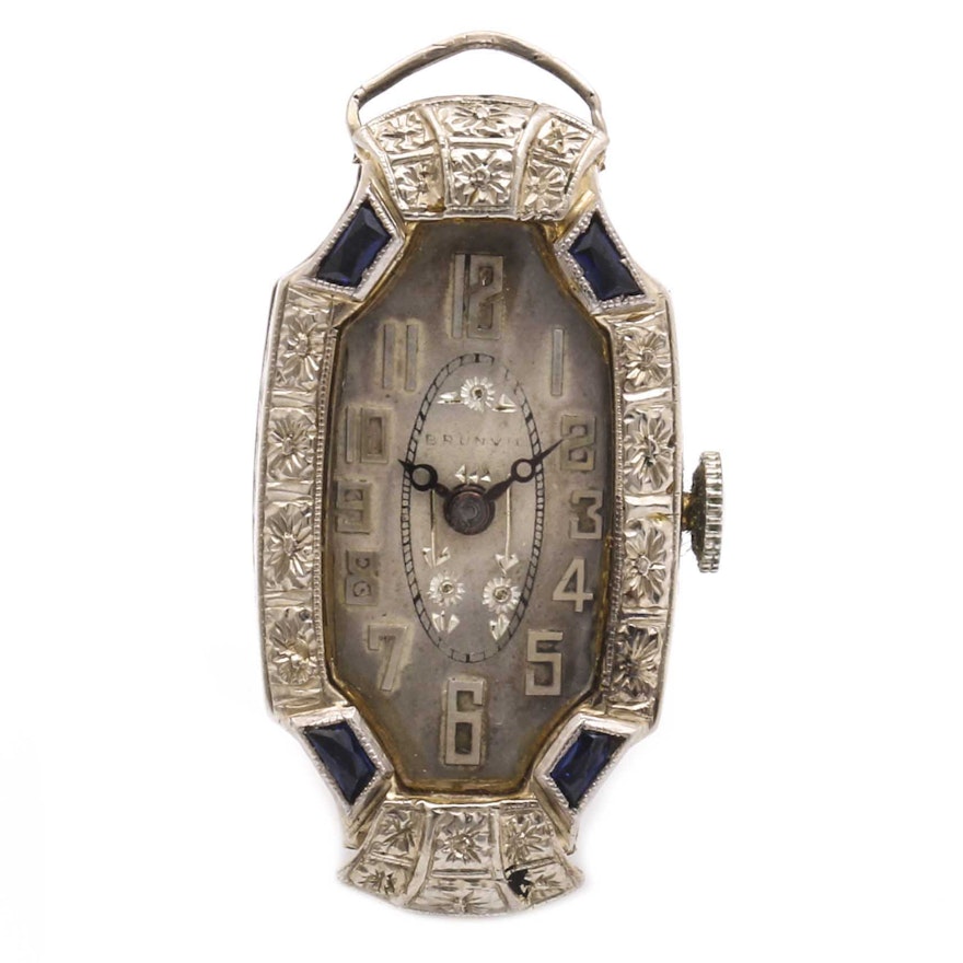 Brunner 14K White Gold Sapphire Watch Case