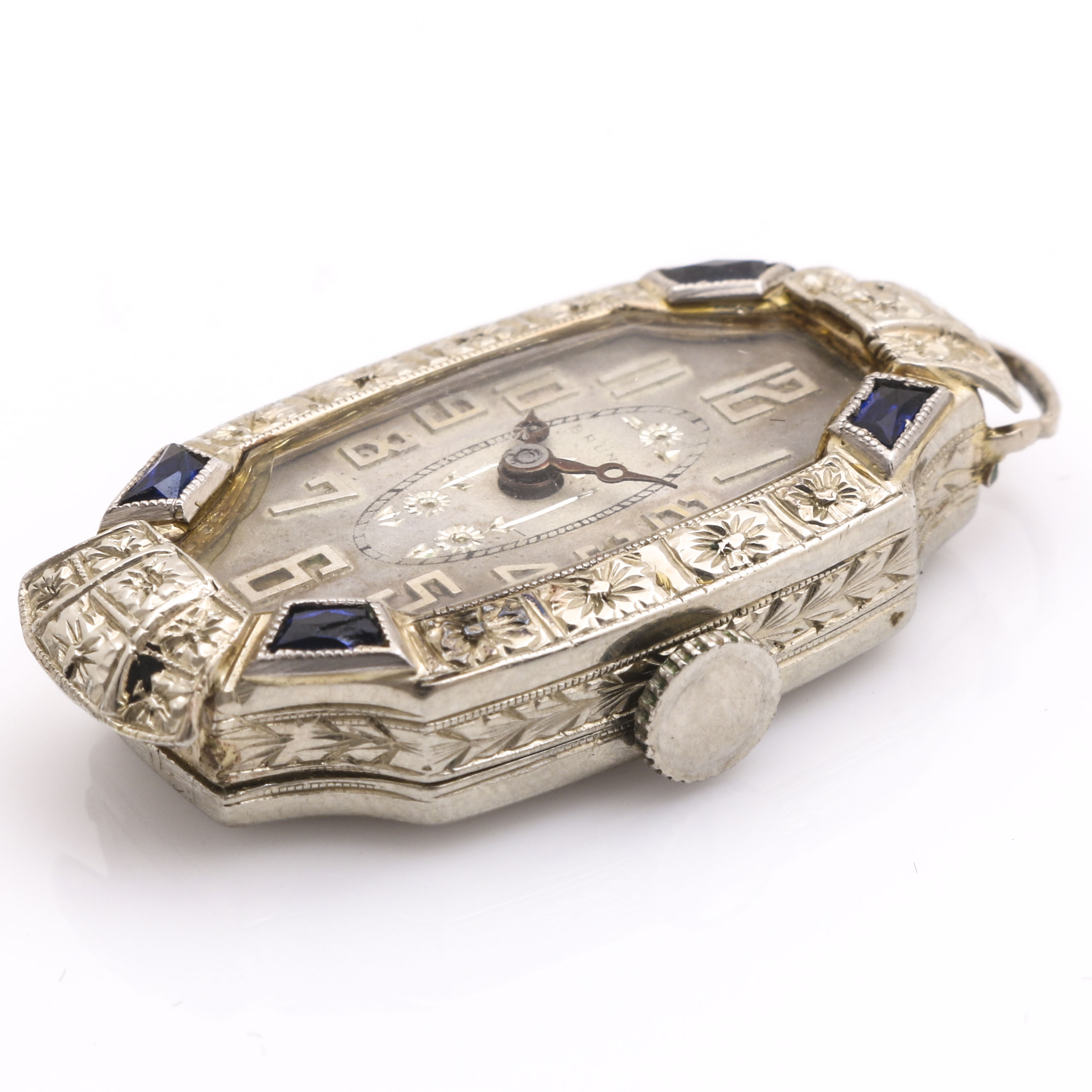 Brunner 14K White Gold Sapphire Watch Case