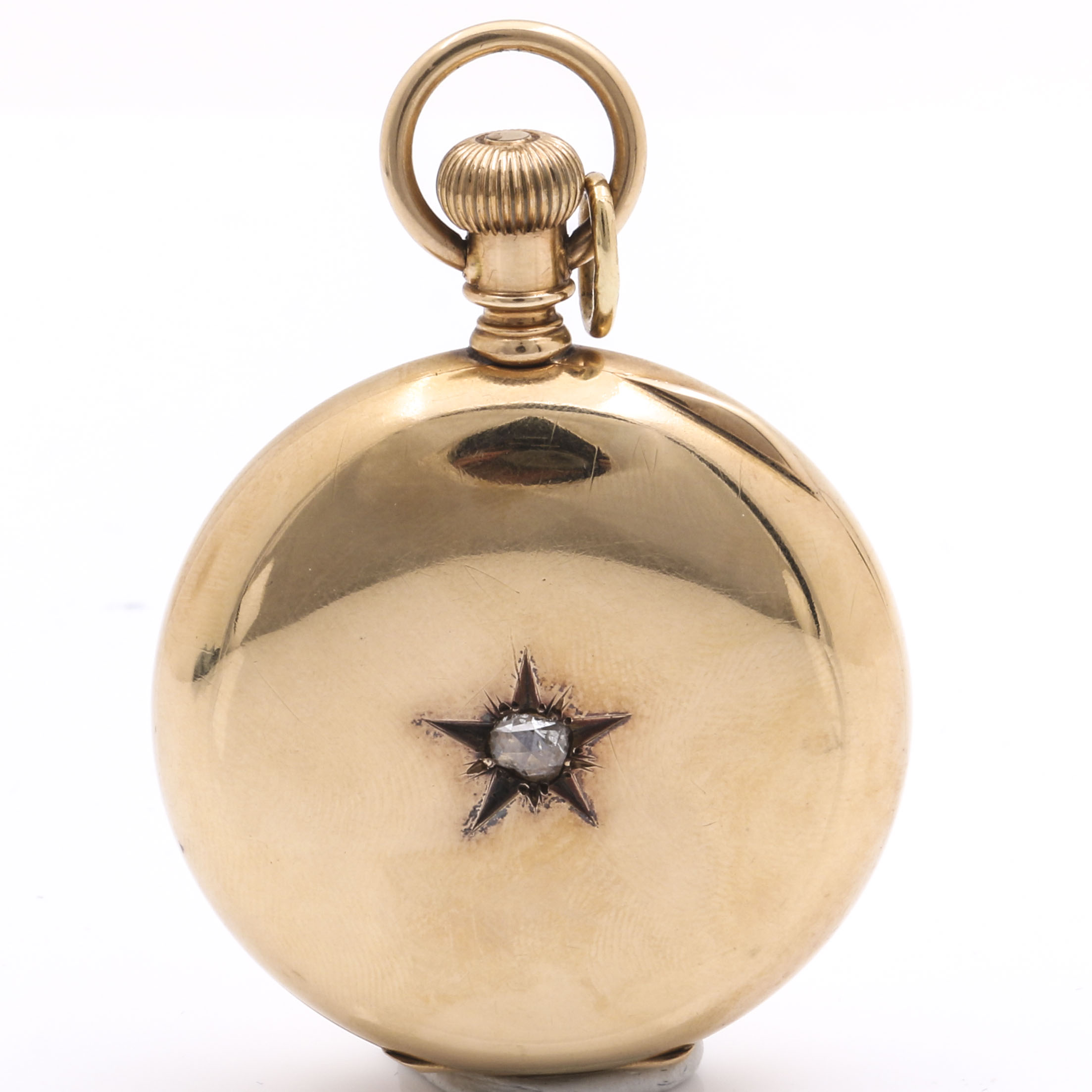 Seth Thomas 14K Yellow Gold Diamond Pocket Watch