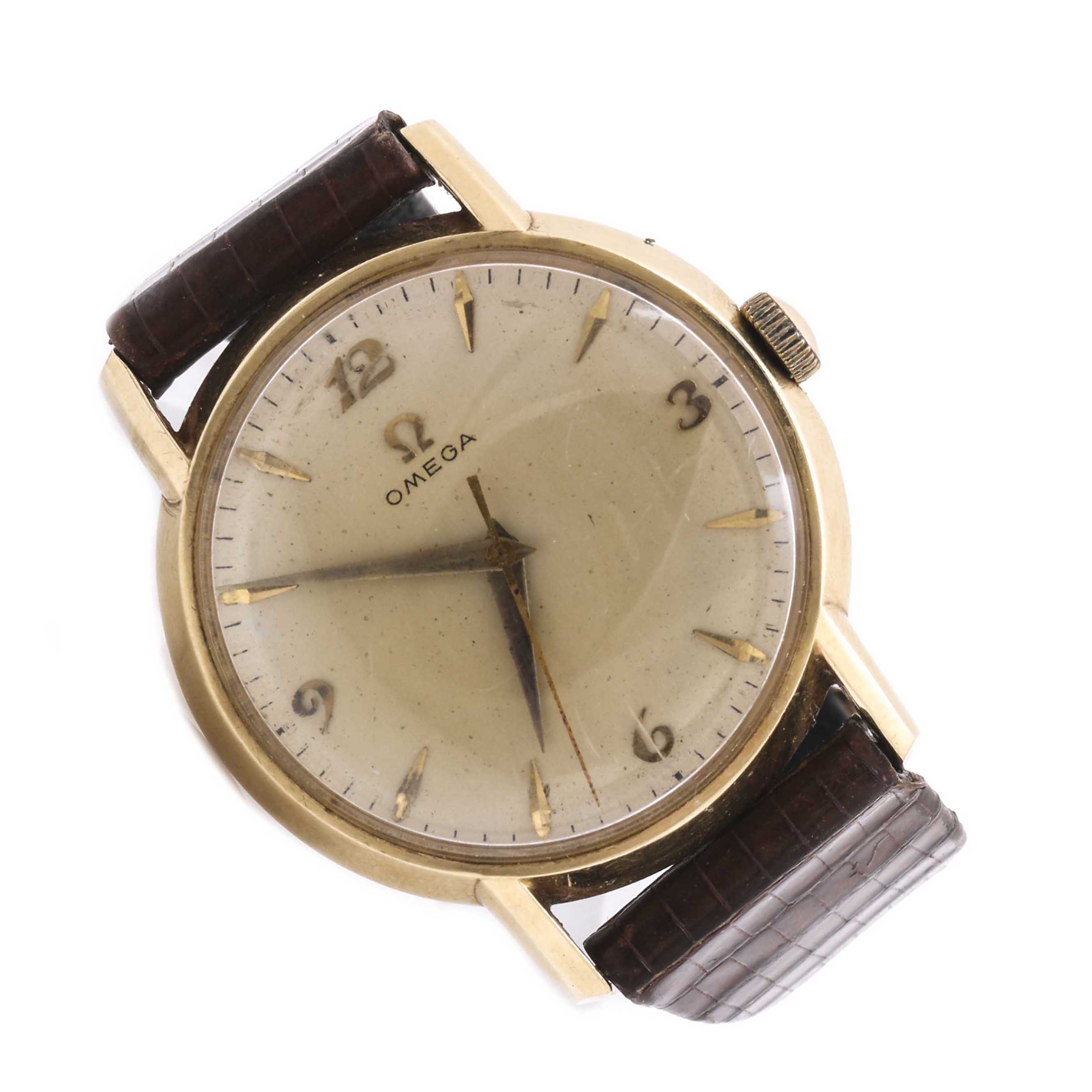 Omega 14K Yellow Gold Leather Watch