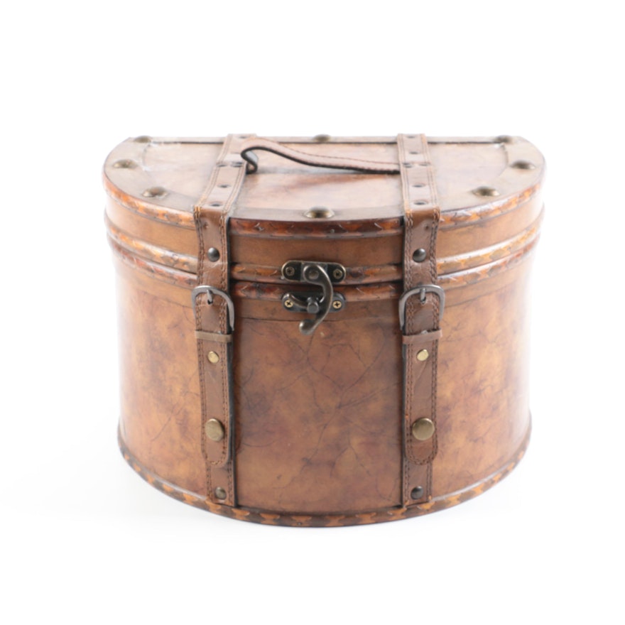 Brown Leather Demilune Box