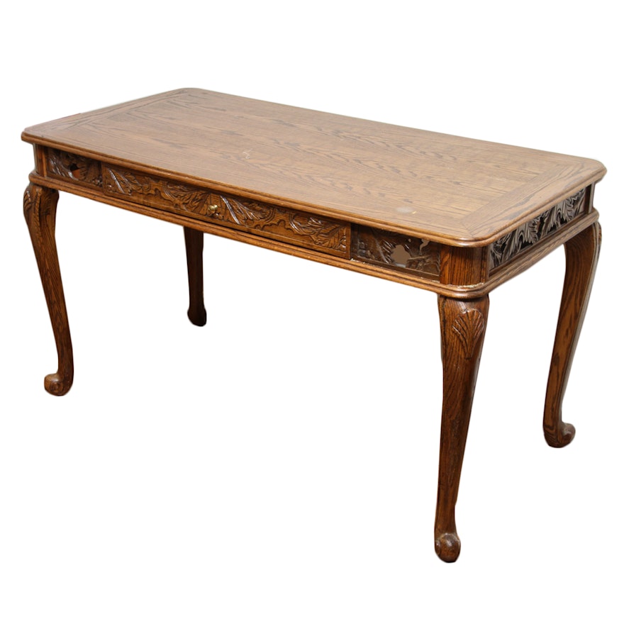 Queen Anne Style Oak Writing Table