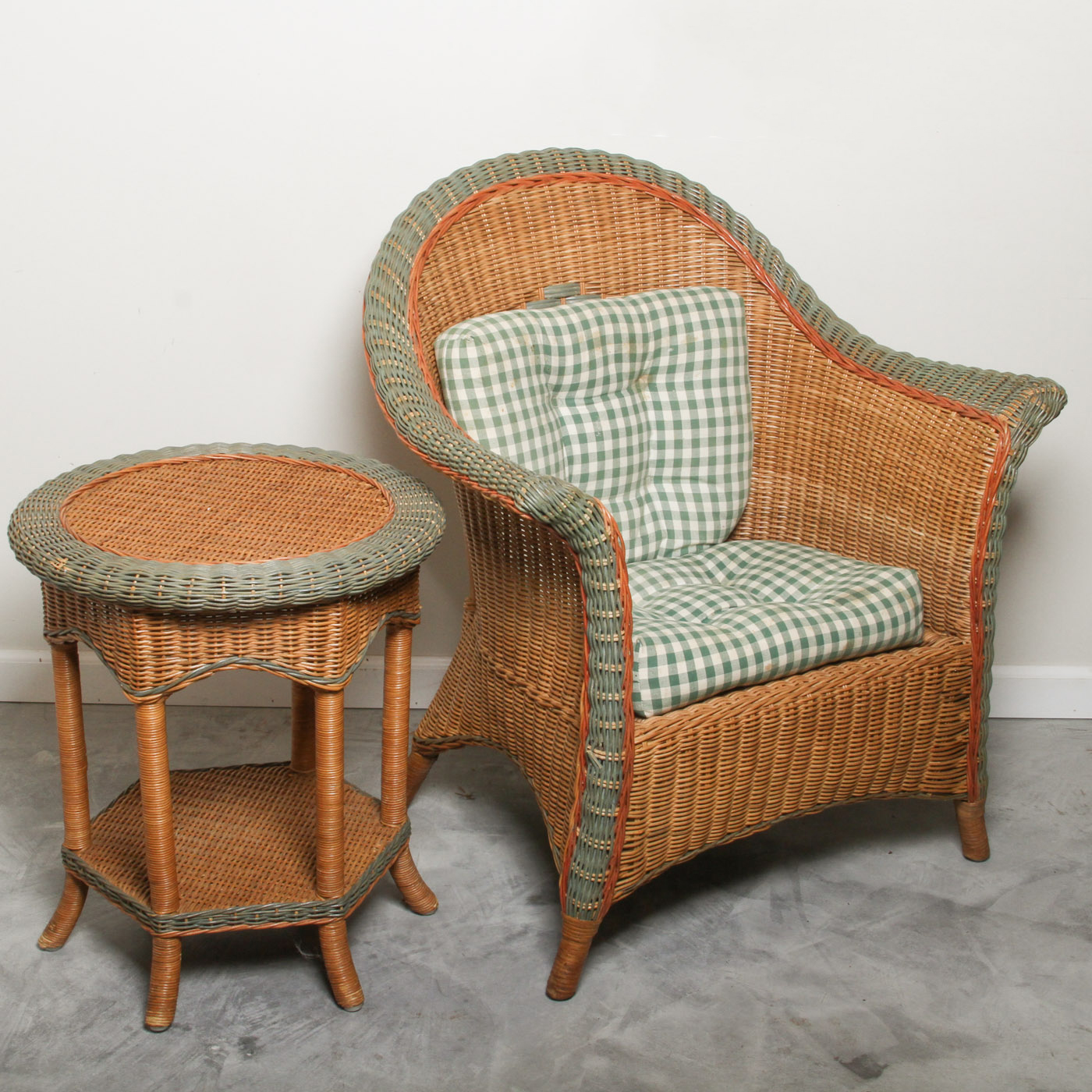 Wicker Chair and Side Table