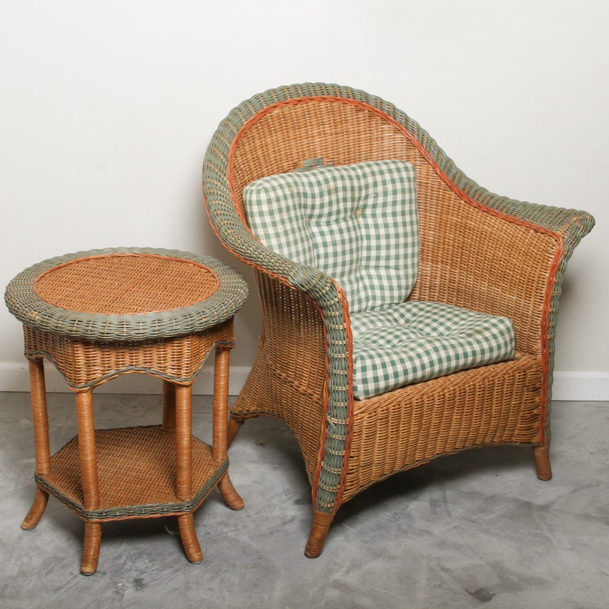 Wicker Chair and Side Table