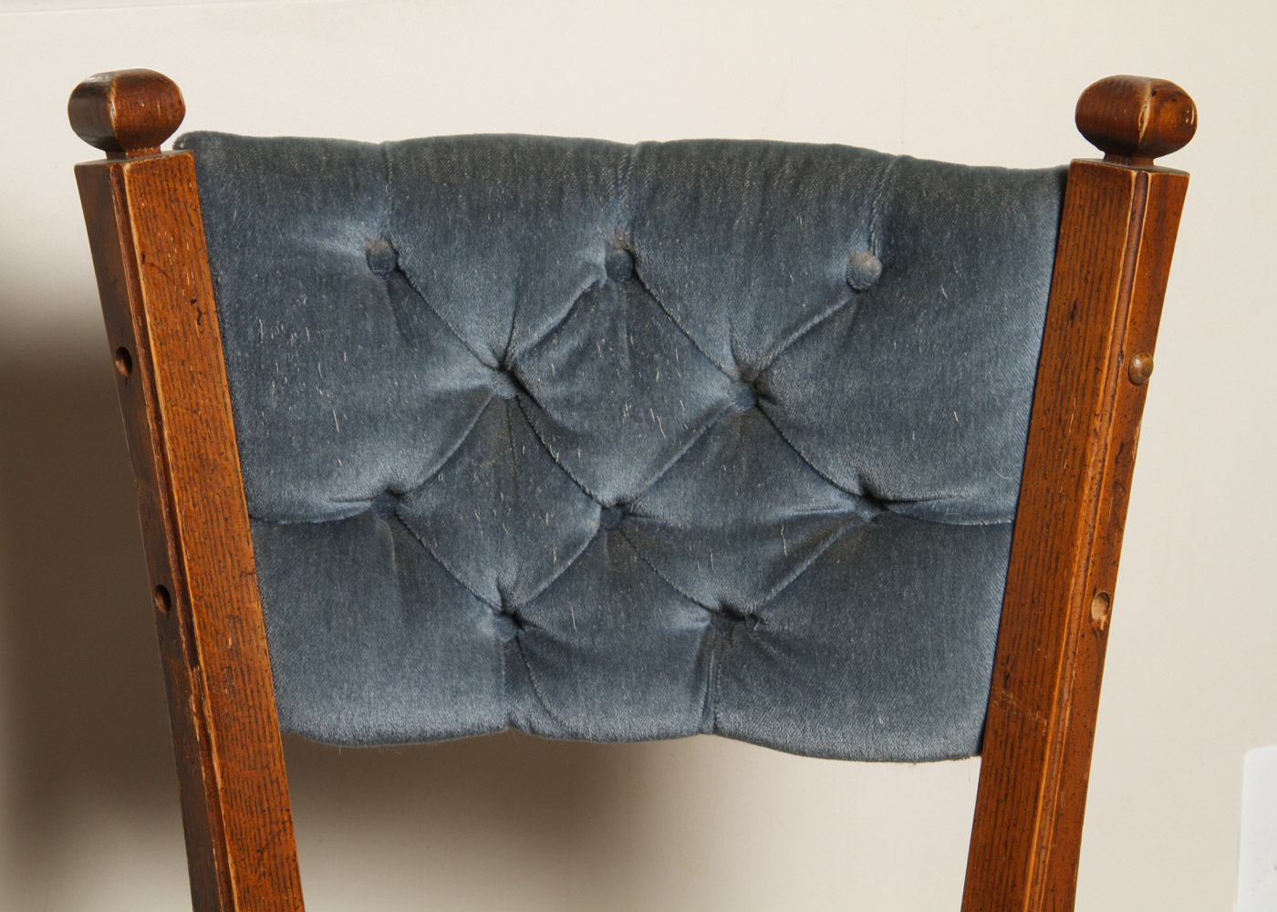 Vintage Pedestal Chair with Blue Velvet Upholstery