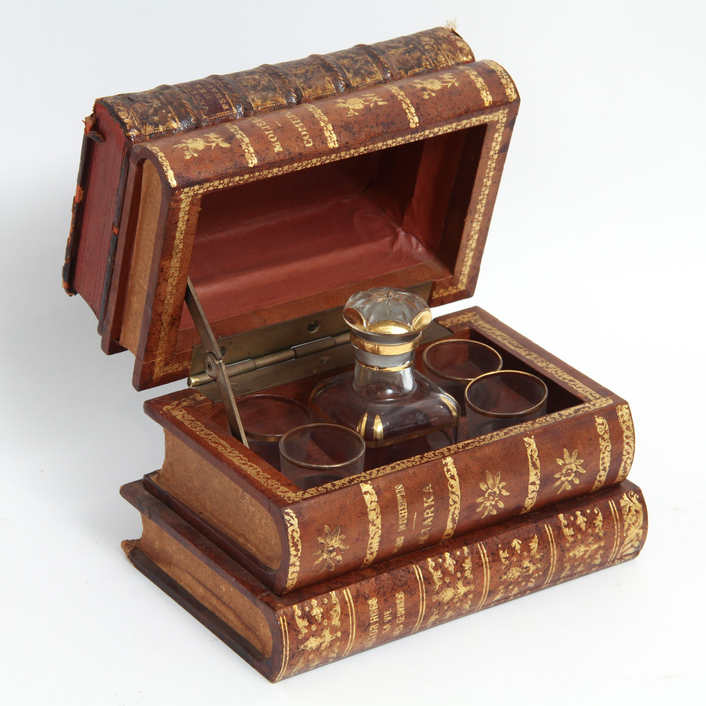 Vintage Cave à Liqueur featuring a Faux Book Design