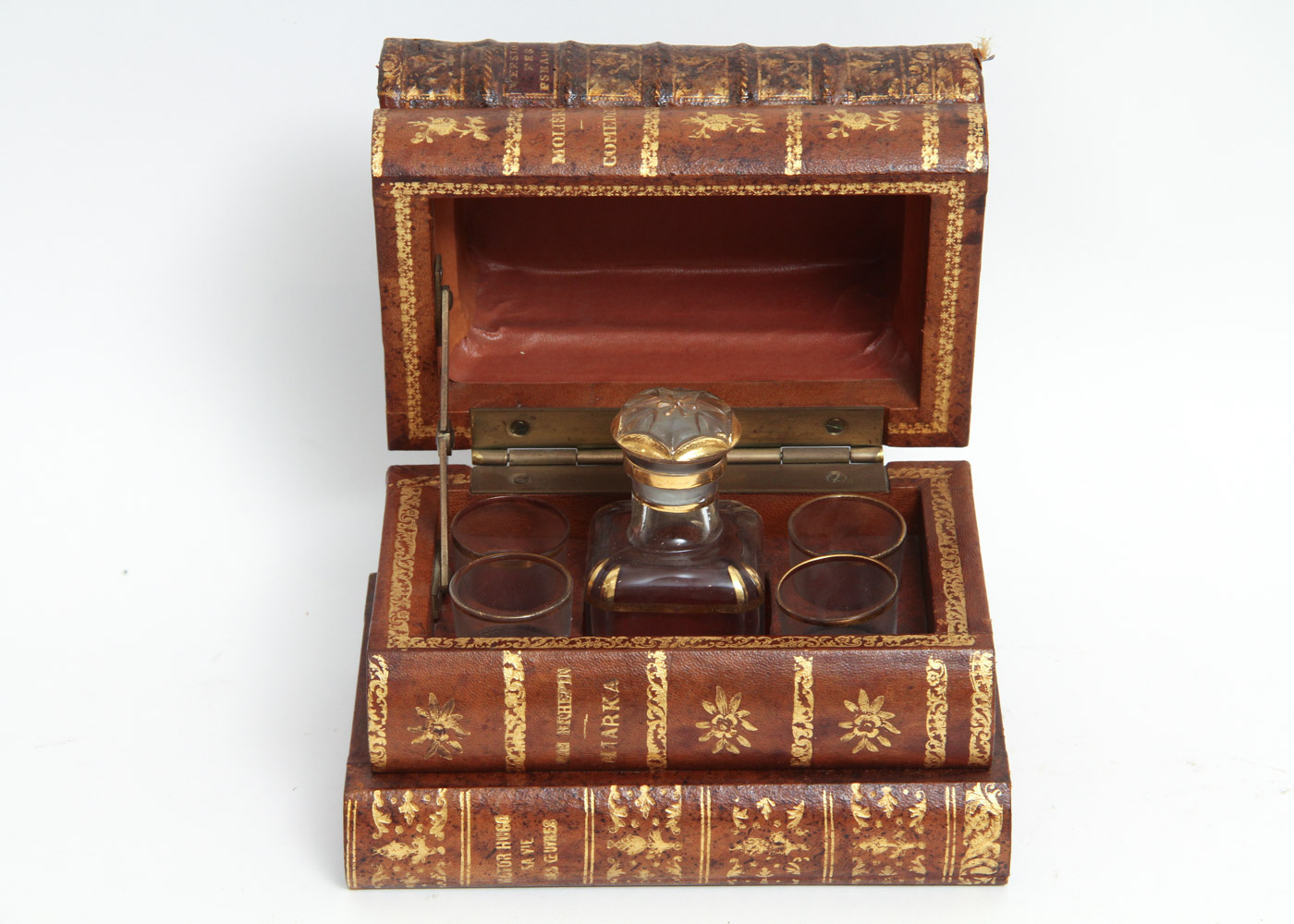 Vintage Cave à Liqueur featuring a Faux Book Design