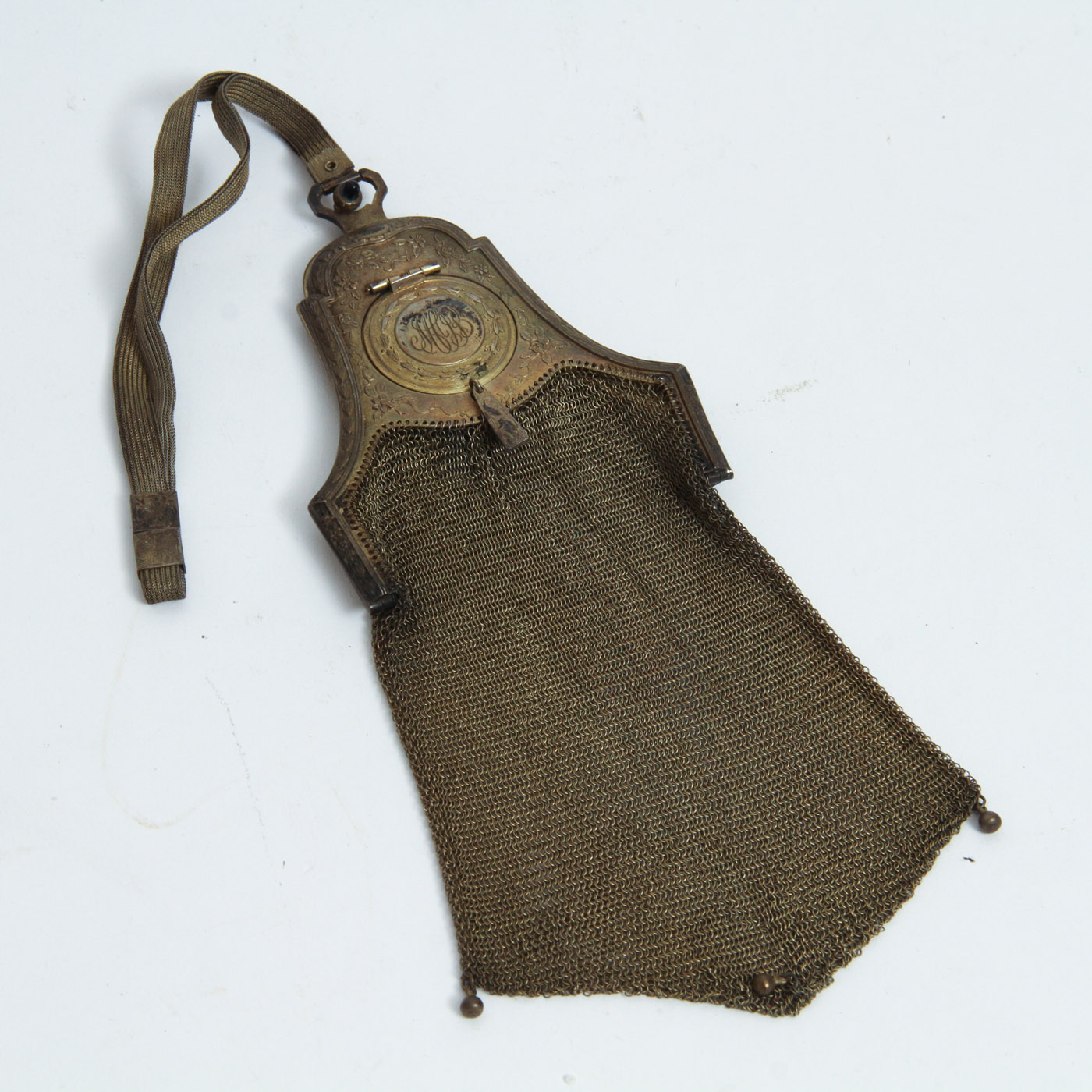 Antique Soldered Mesh Engraved Coin Purse