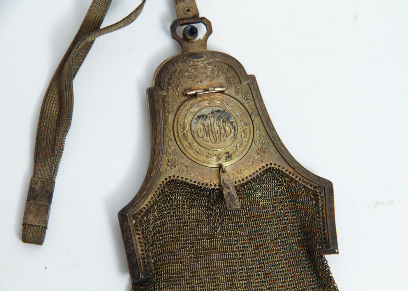 Antique Soldered Mesh Engraved Coin Purse