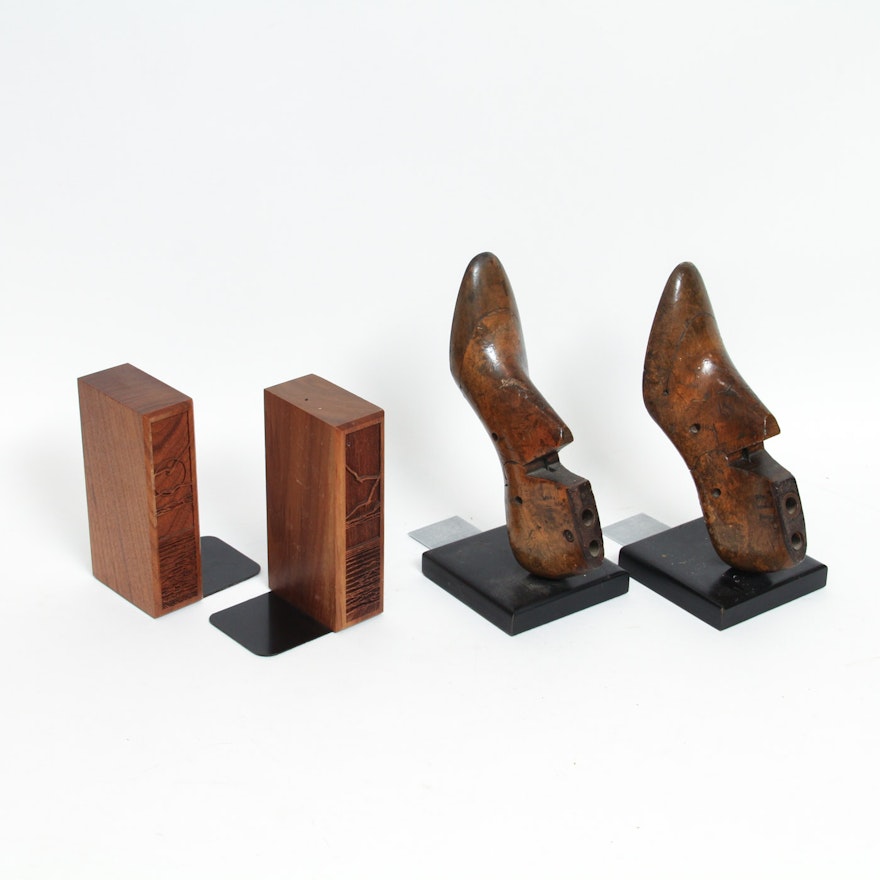 Two Pairs of Wooden Bookends