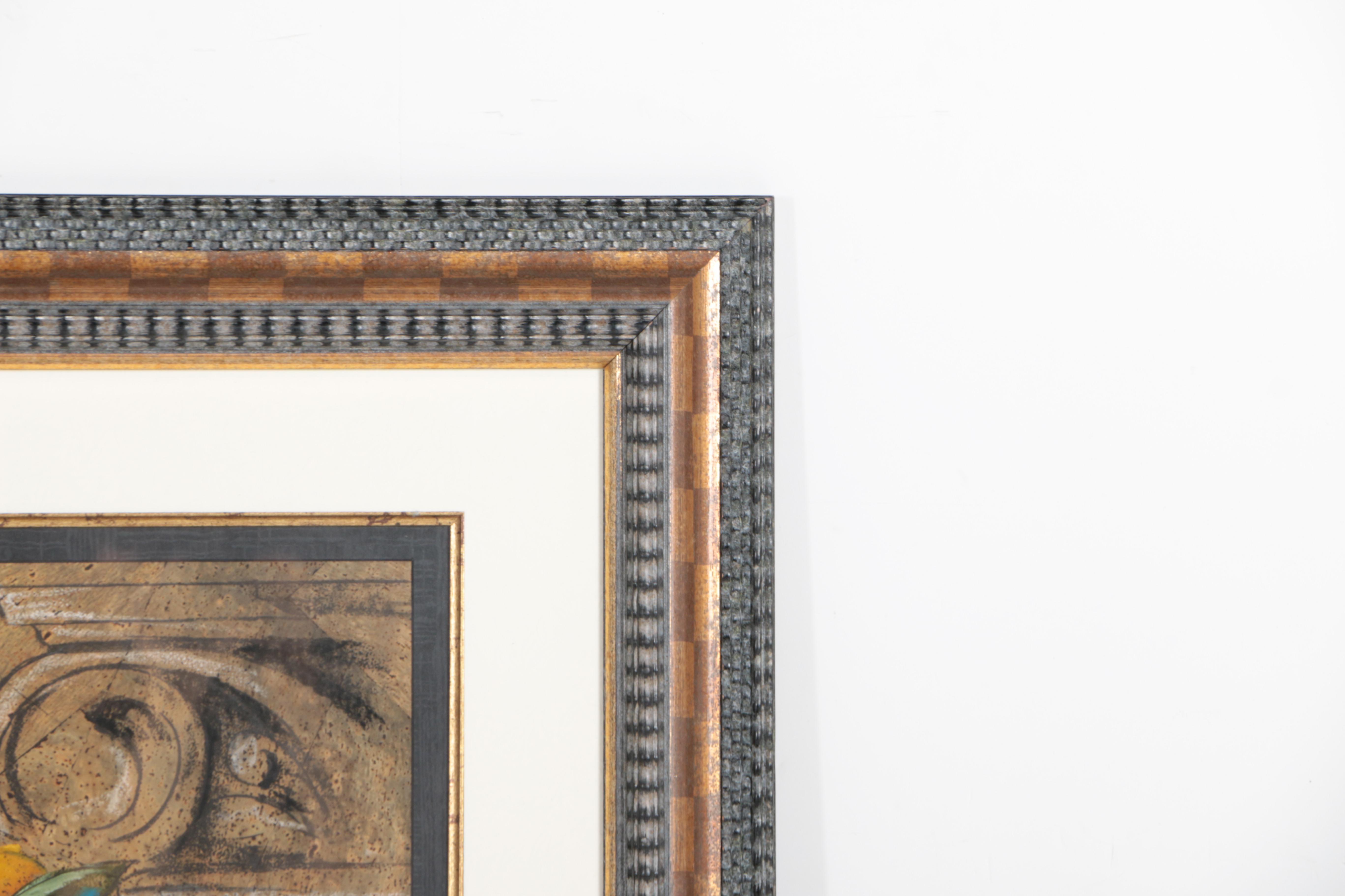 Celeste Peters Mixed Media Collage on Paper "Corinthian Oranges"