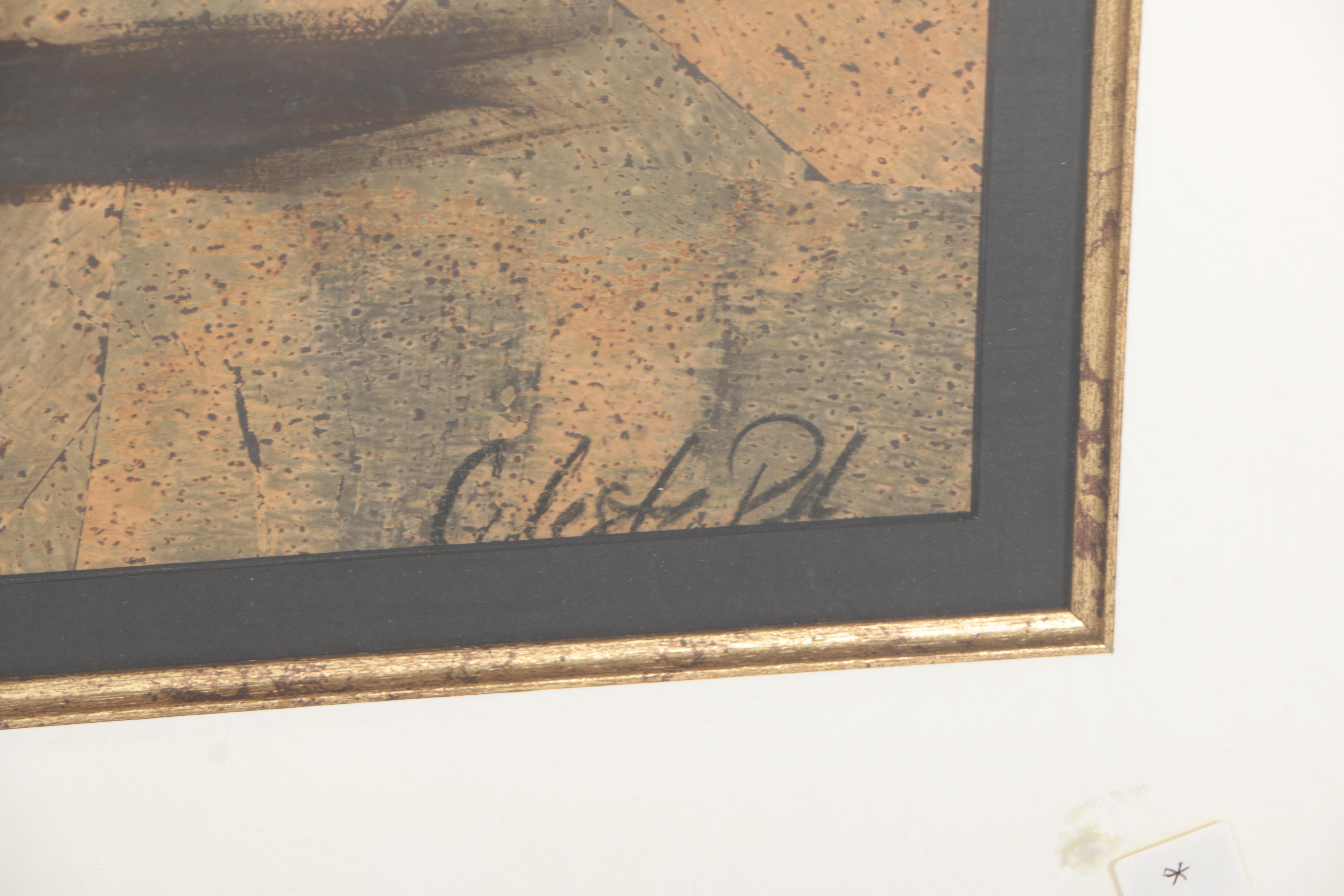 Celeste Peters Mixed Media Collage on Paper "Corinthian Oranges"