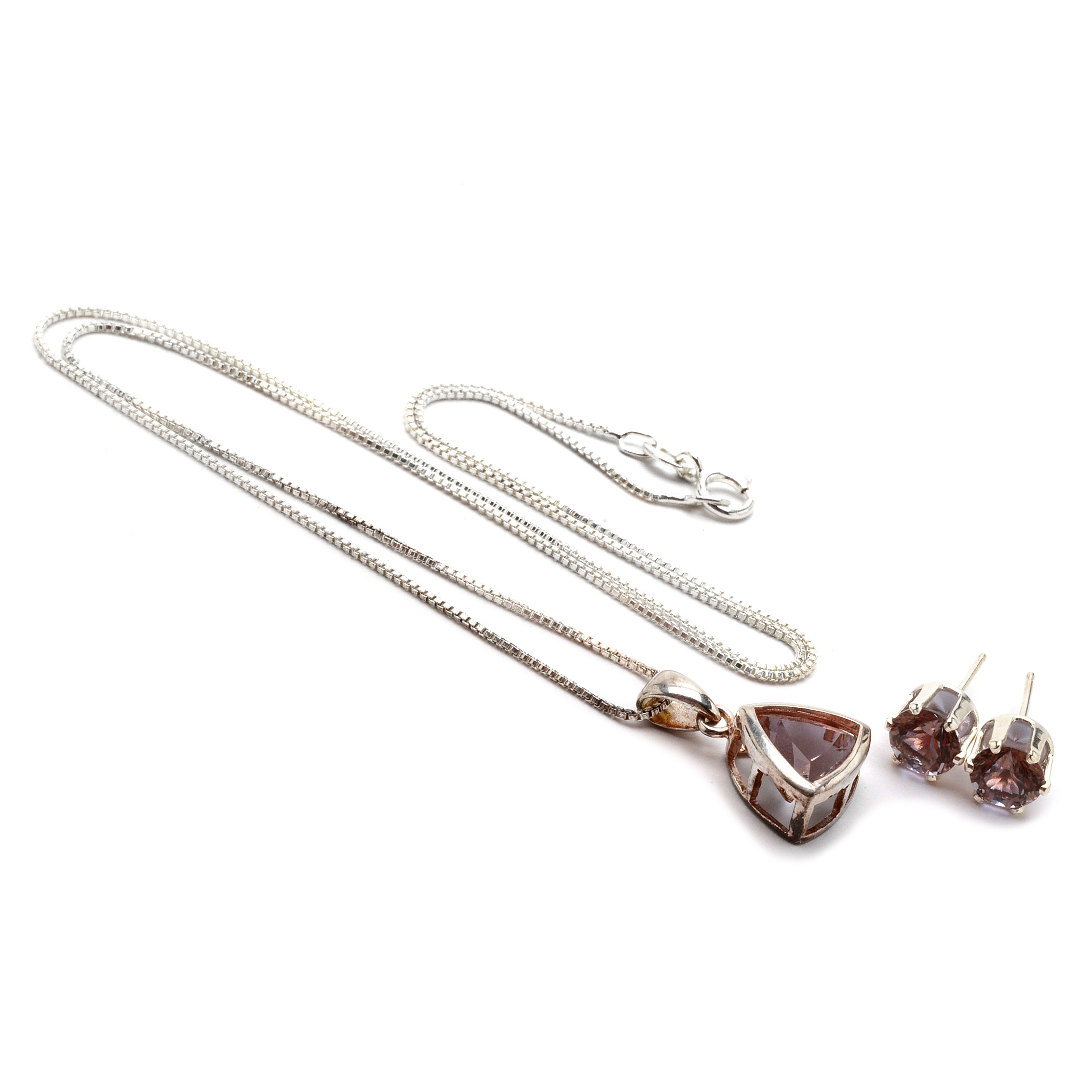 Sterling Silver Zandrite Necklace and Earring Set