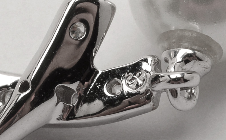 Sterling Faux Pearl and Cubic Zirconia Pendant and Earring Set