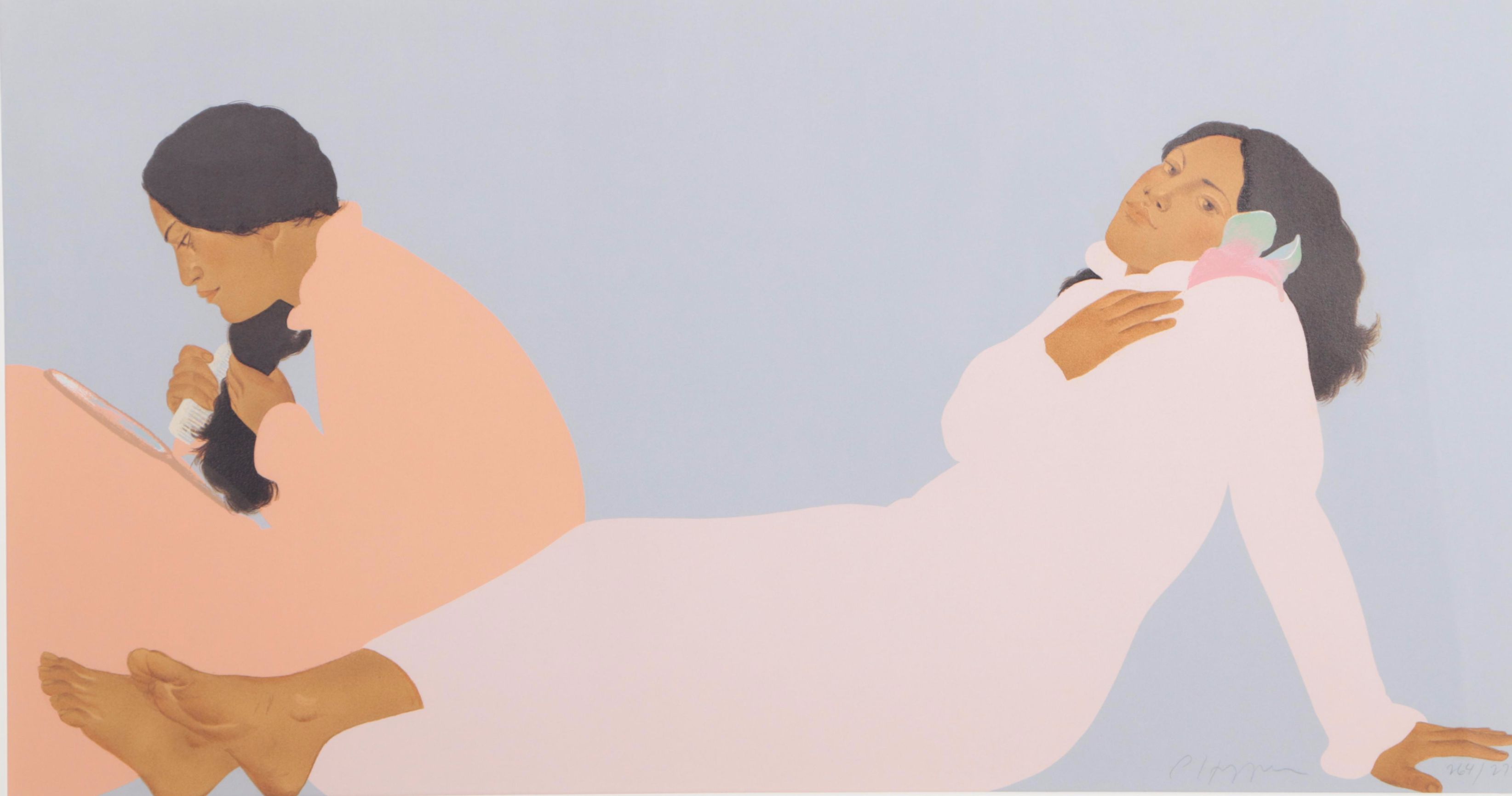 Pegge Hopper Limited Edition Serigraph on Paper of Two Women