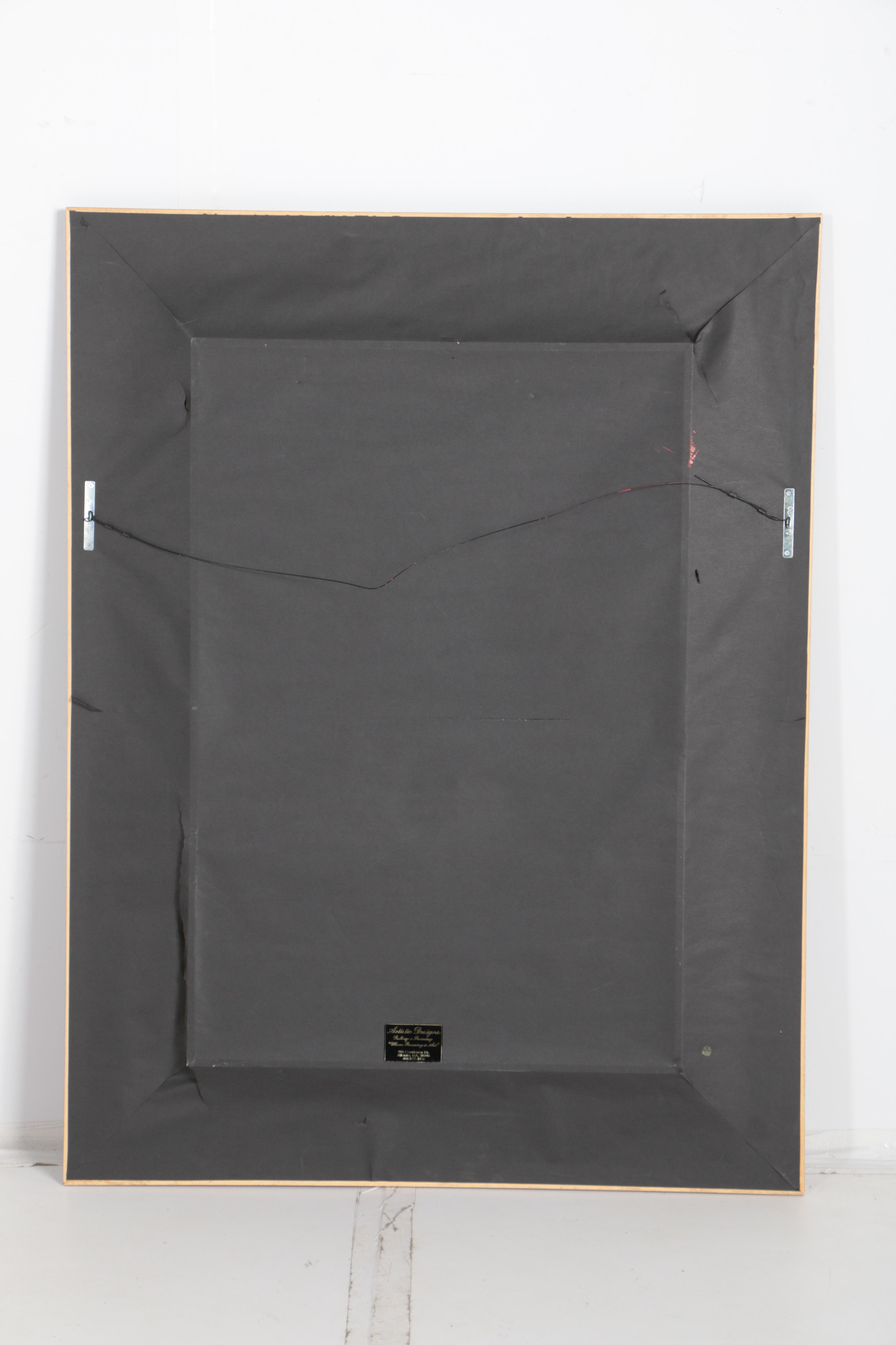 Trey Mixed Media Collage of a Chair and Floral Stand