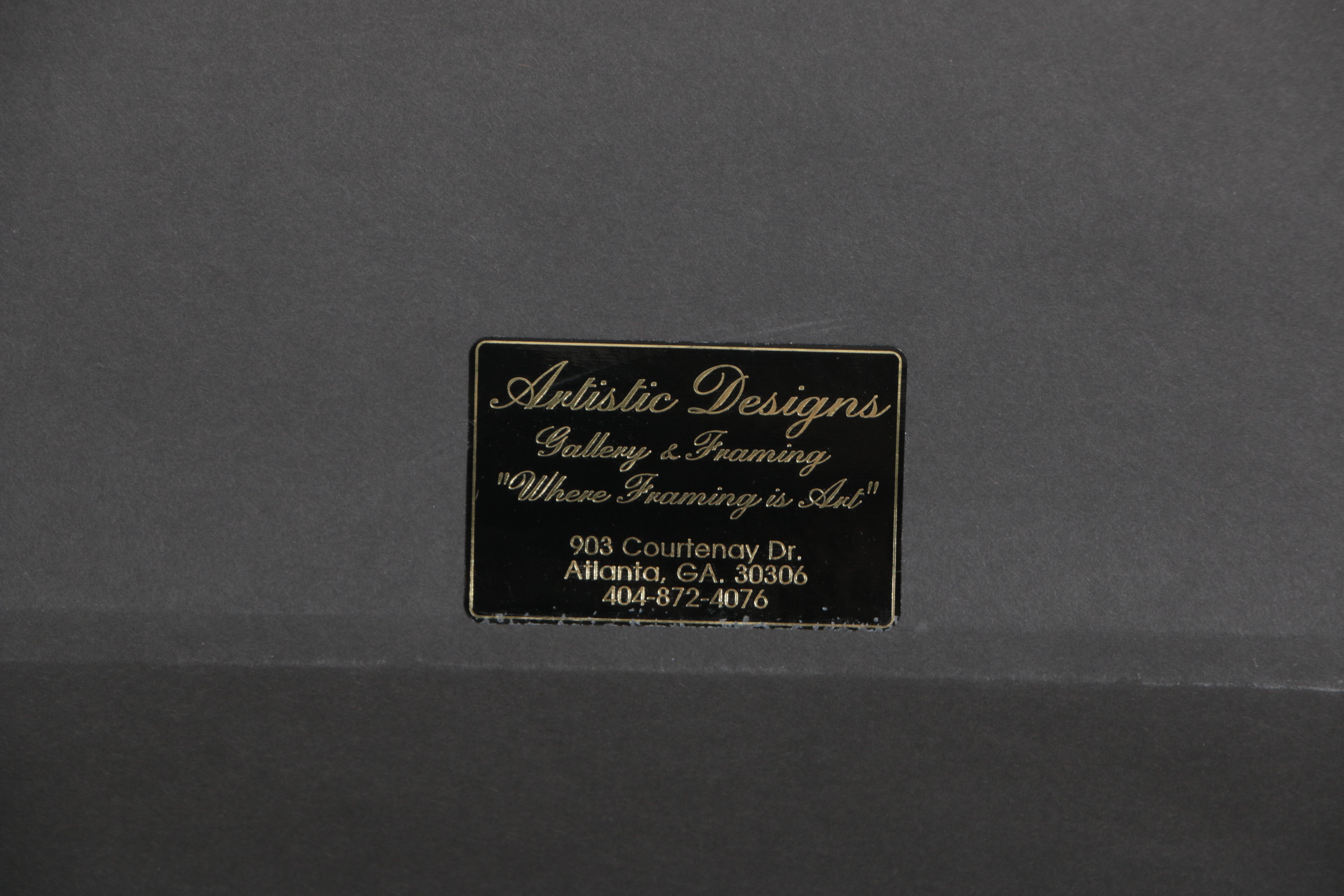 Trey Mixed Media Collage of a Chair and Floral Stand