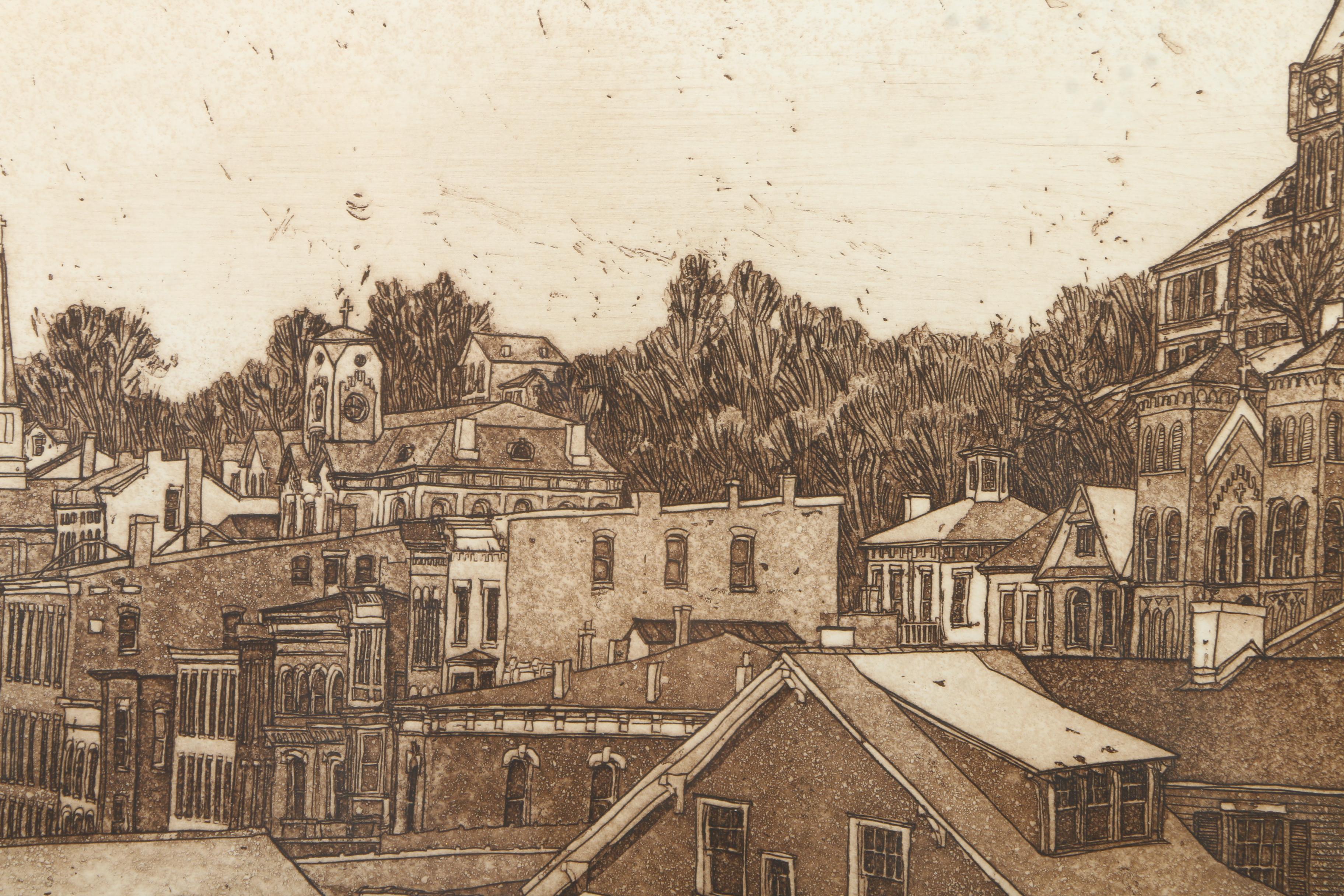 H.J Theeson Limited Edition Etching "From my Window"