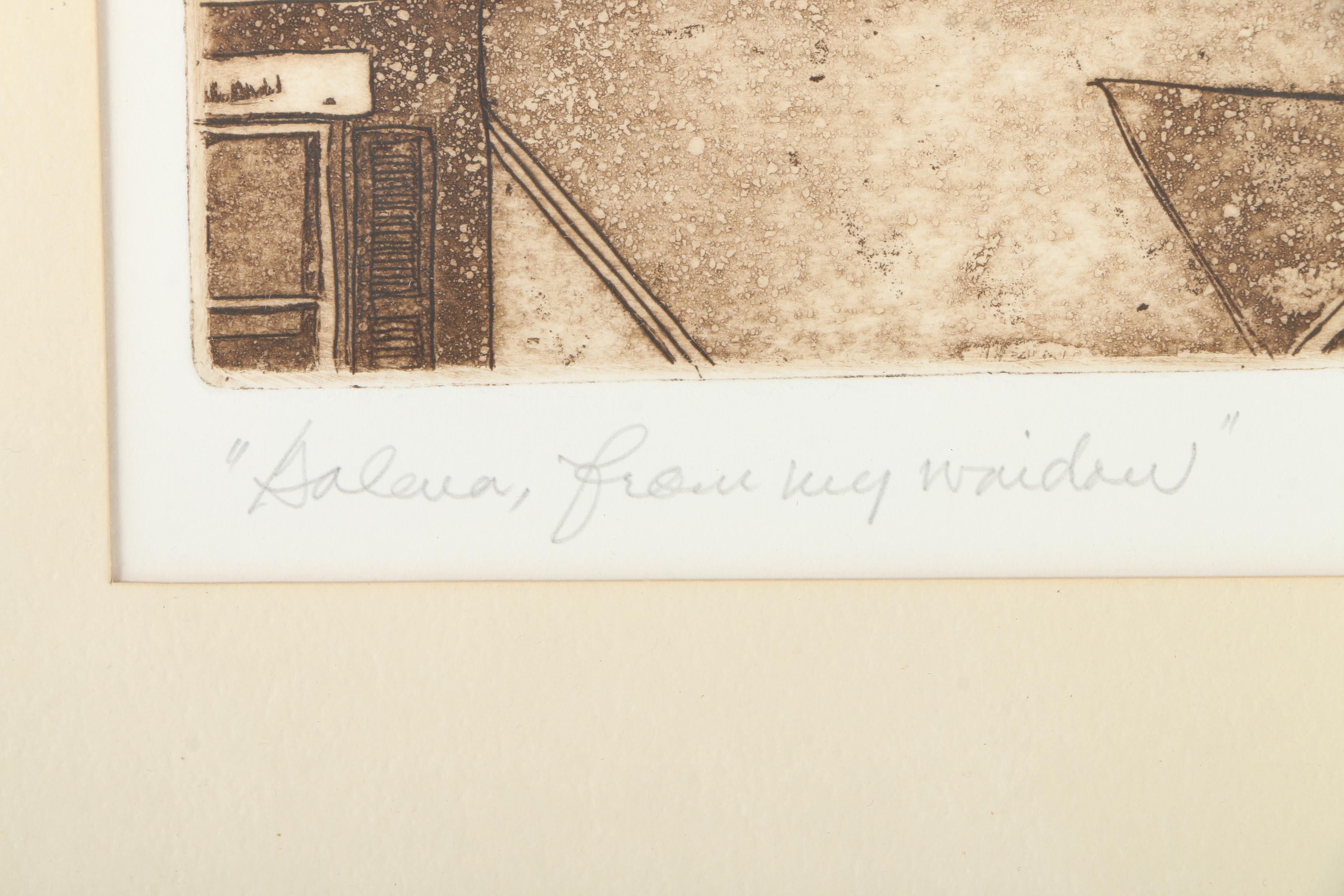 H.J Theeson Limited Edition Etching "From my Window"