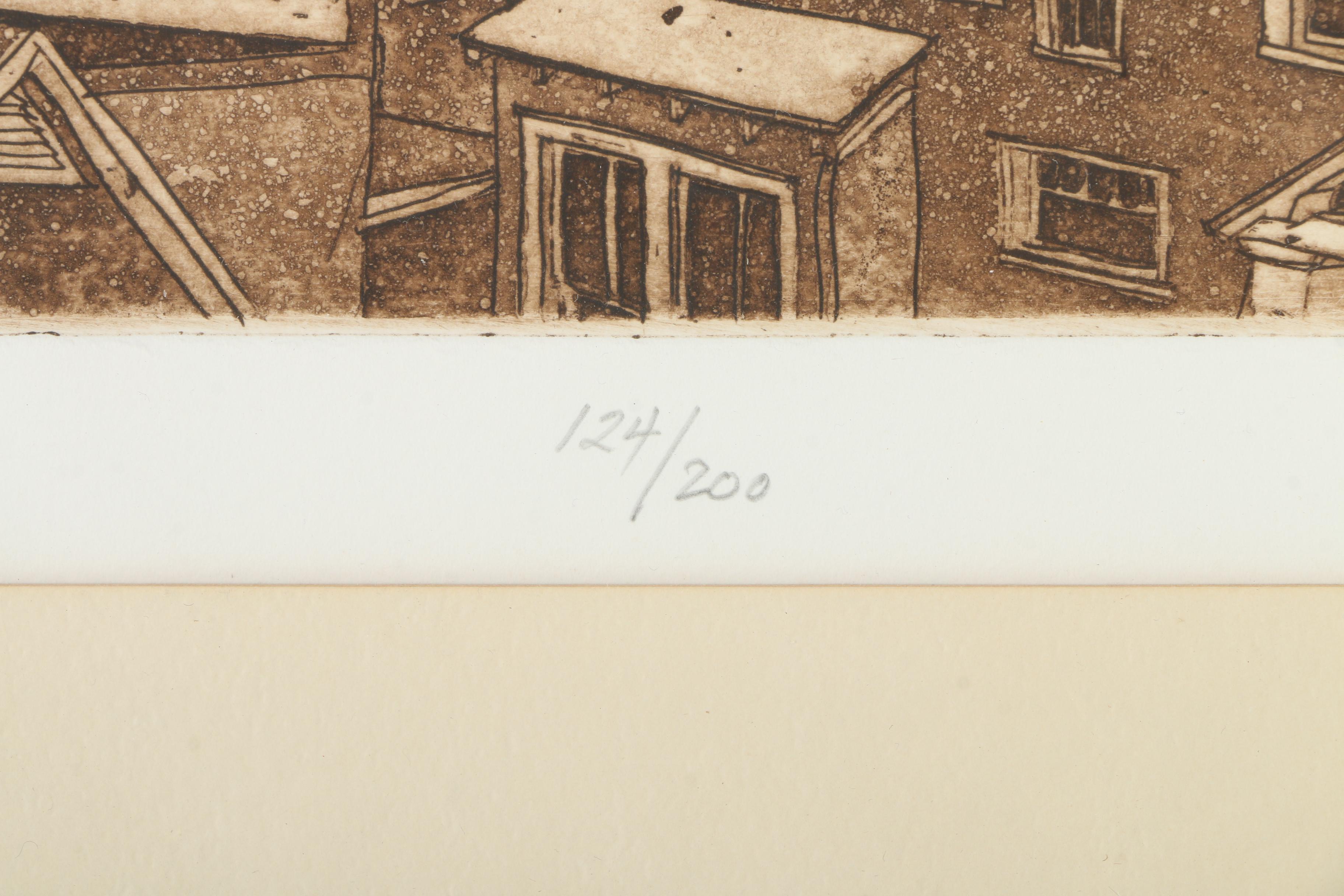 H.J Theeson Limited Edition Etching "From my Window"