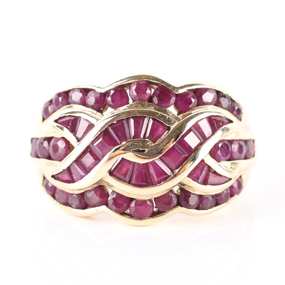 10K Yellow Gold Ruby Channel Set Ring