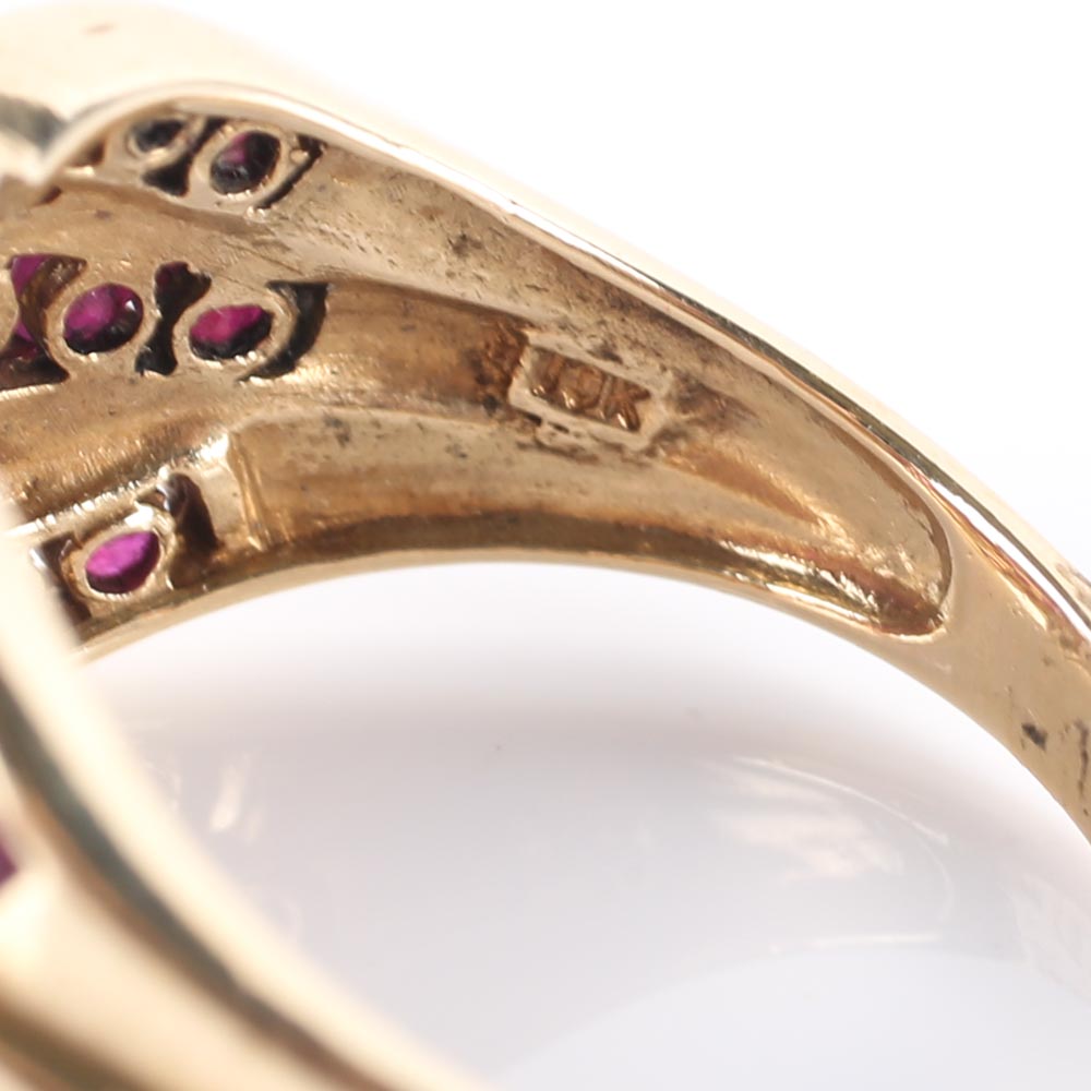 10K Yellow Gold Ruby Channel Set Ring