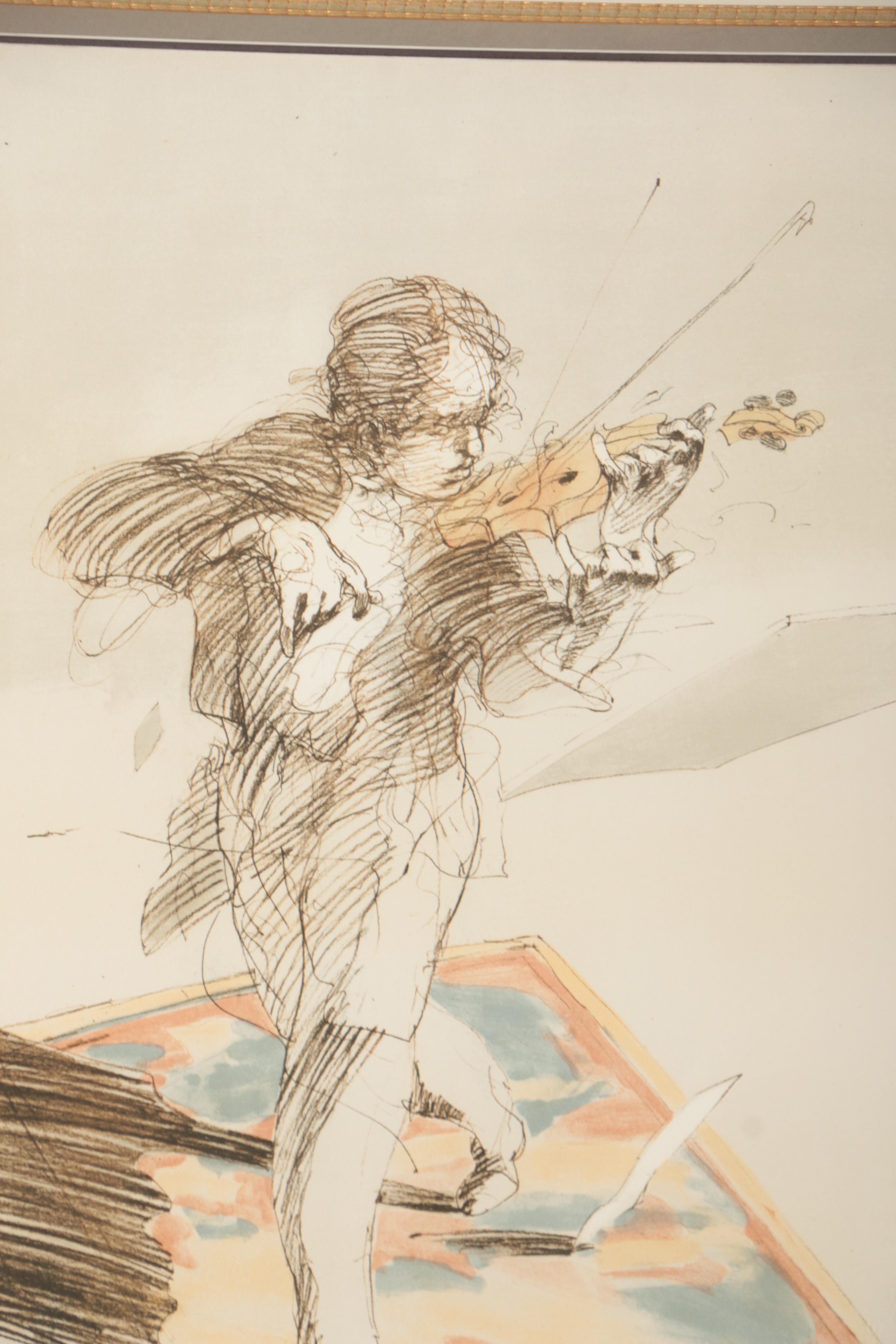 Claude Weisbuch Limited Edition Lithograph of a Violinist