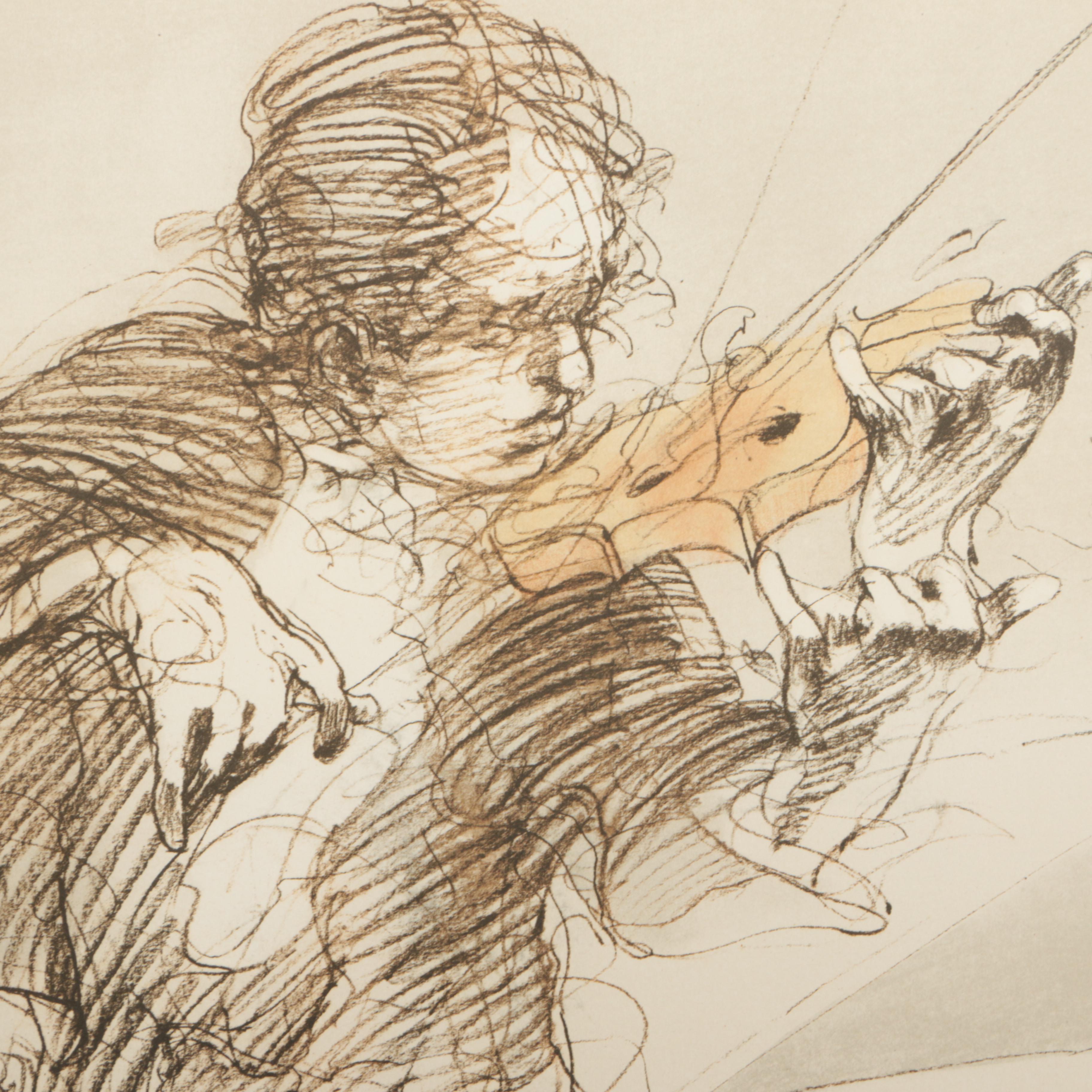 Claude Weisbuch Limited Edition Lithograph of a Violinist