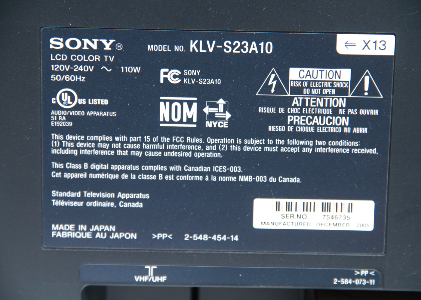 Sony 23" Flat Screen Television