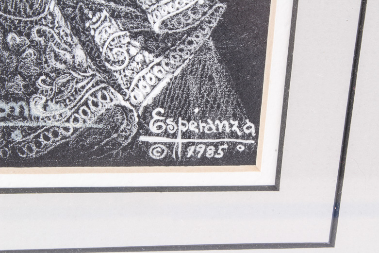 Esperanza Framed Offset Lithograph "La Tehuana"