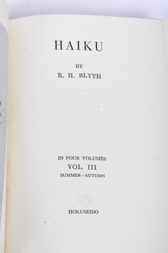 "Haiku" by R. H. Blyth Including Early Edition Volume IV