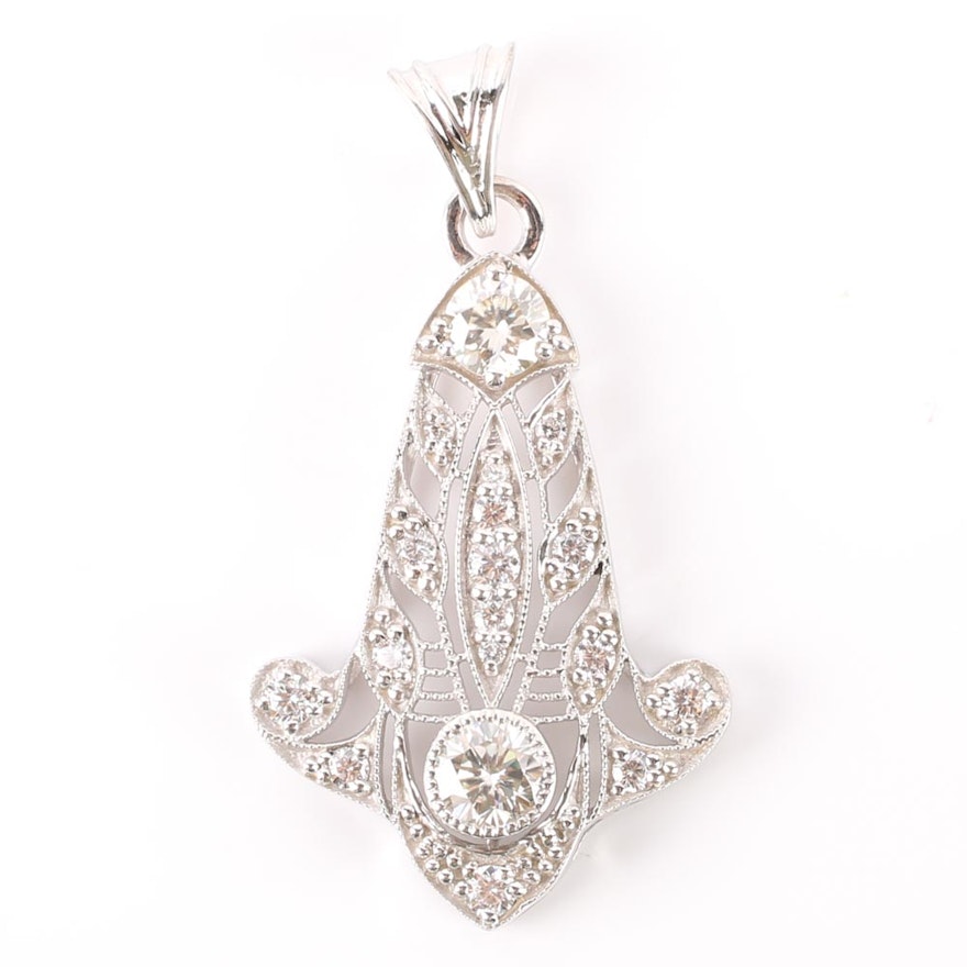 Sterling Silver Moissanite and Cubic Zirconia Pendant