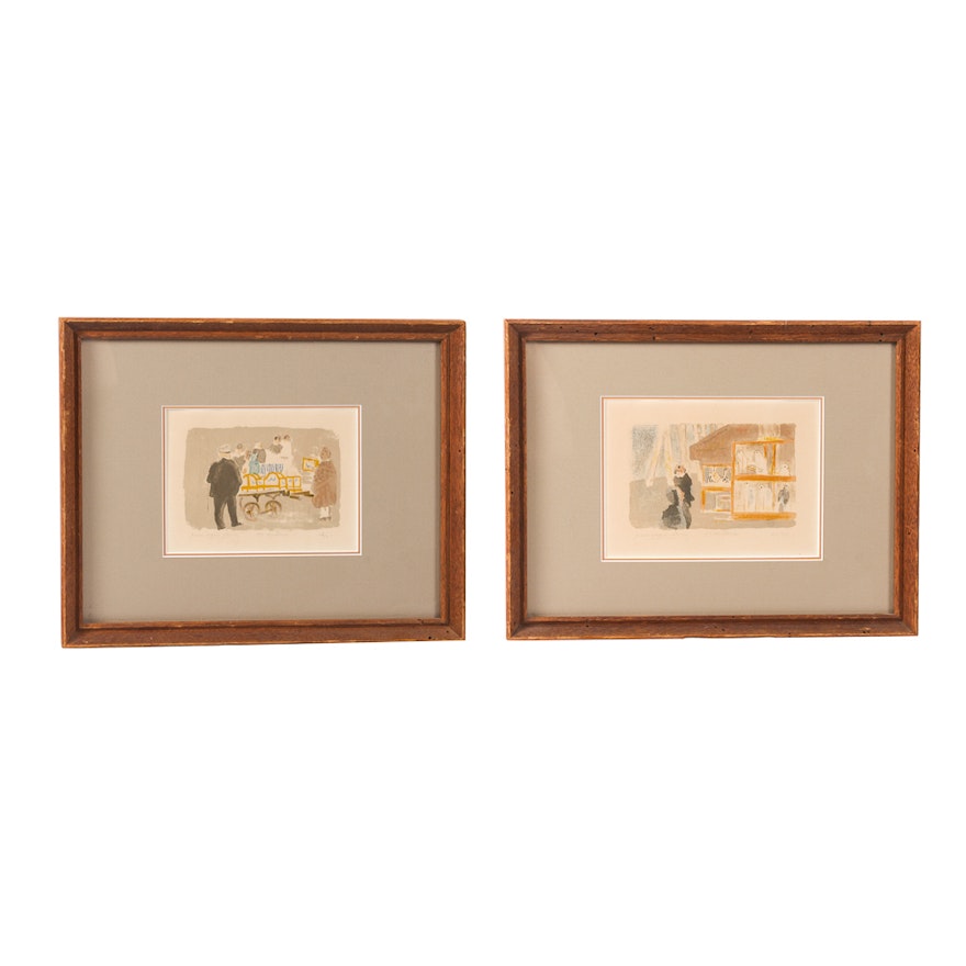 Pair of Vintage Signed and Numbered Relief Prints