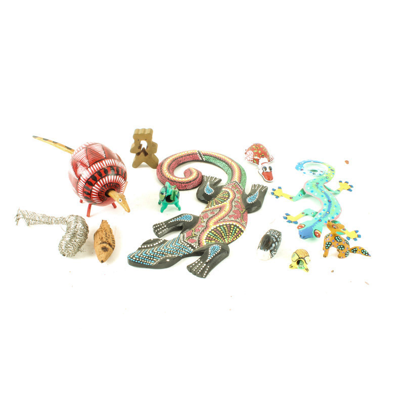 Collection of Handcrafted Folk Art Animal Figurines