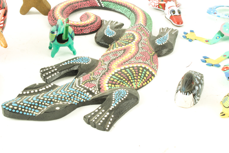 Collection of Handcrafted Folk Art Animal Figurines