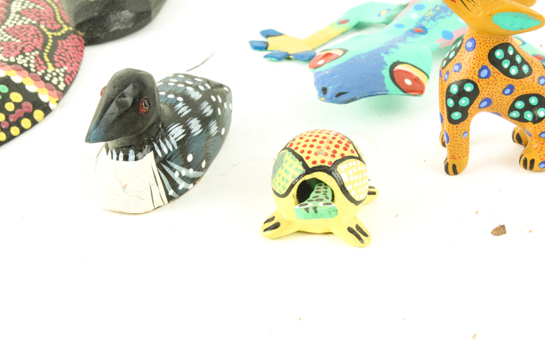 Collection of Handcrafted Folk Art Animal Figurines