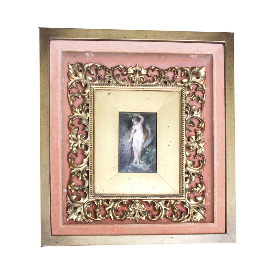 Vintage Framed Painting on Glass