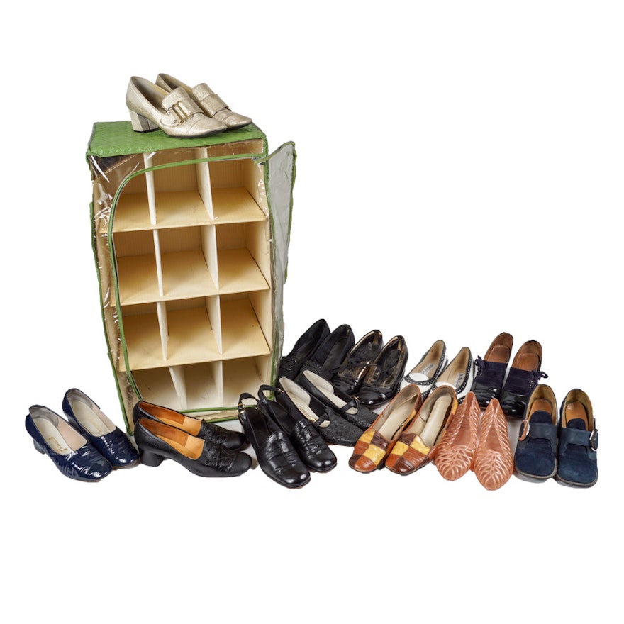 Collection of Vintage Shoes and Shoe Storage Box